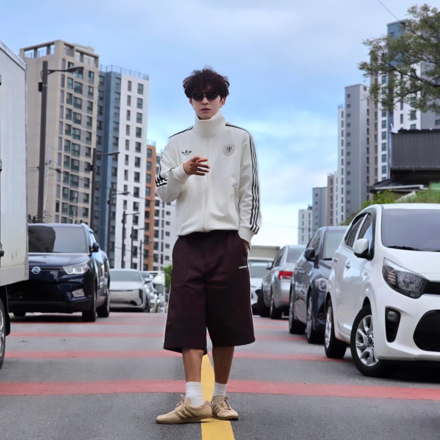Adidas German Beckenbauer Track Top Off White - KR Sizing, Adidas German Beckenbauer Track Top Off White - US Sizing 착용 스타일 - 7