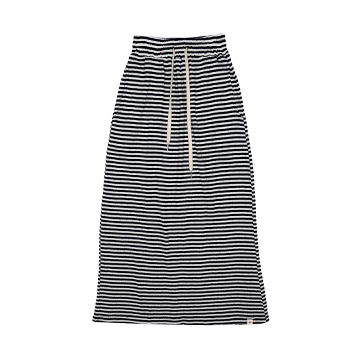 RG_SK_017 Rogin N Rosie Stripe Sweat Maxi Skirt Navy-White