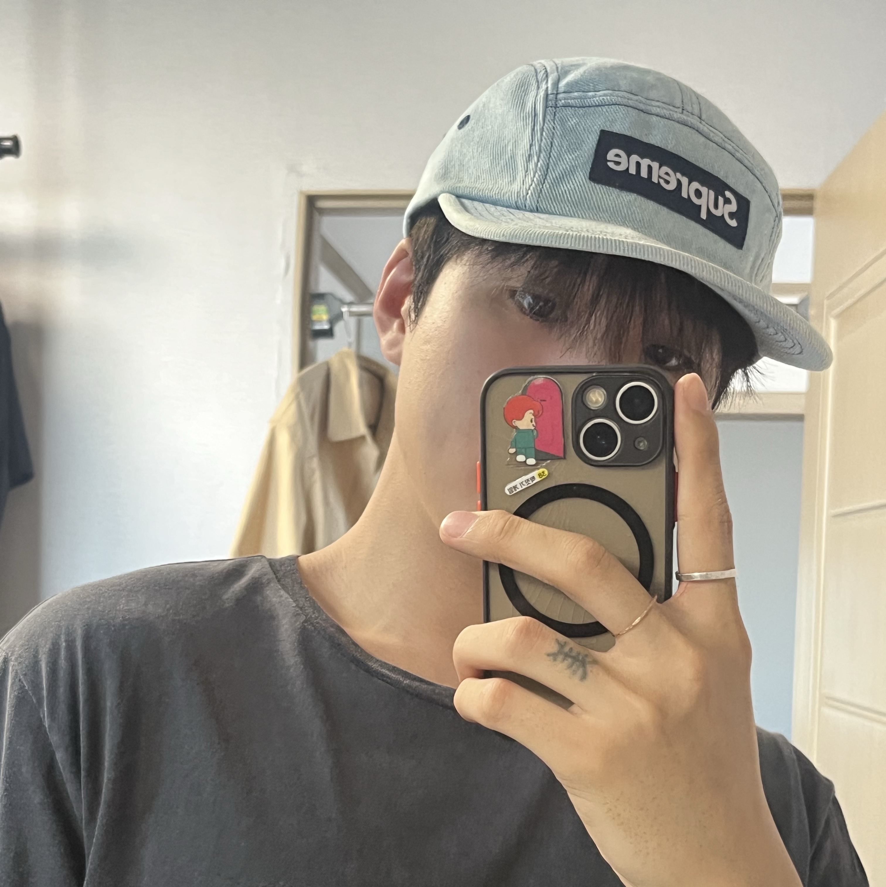 Supreme Denim Camp Cap Light Washed Indigo - 25SS 착용 스타일 - 1