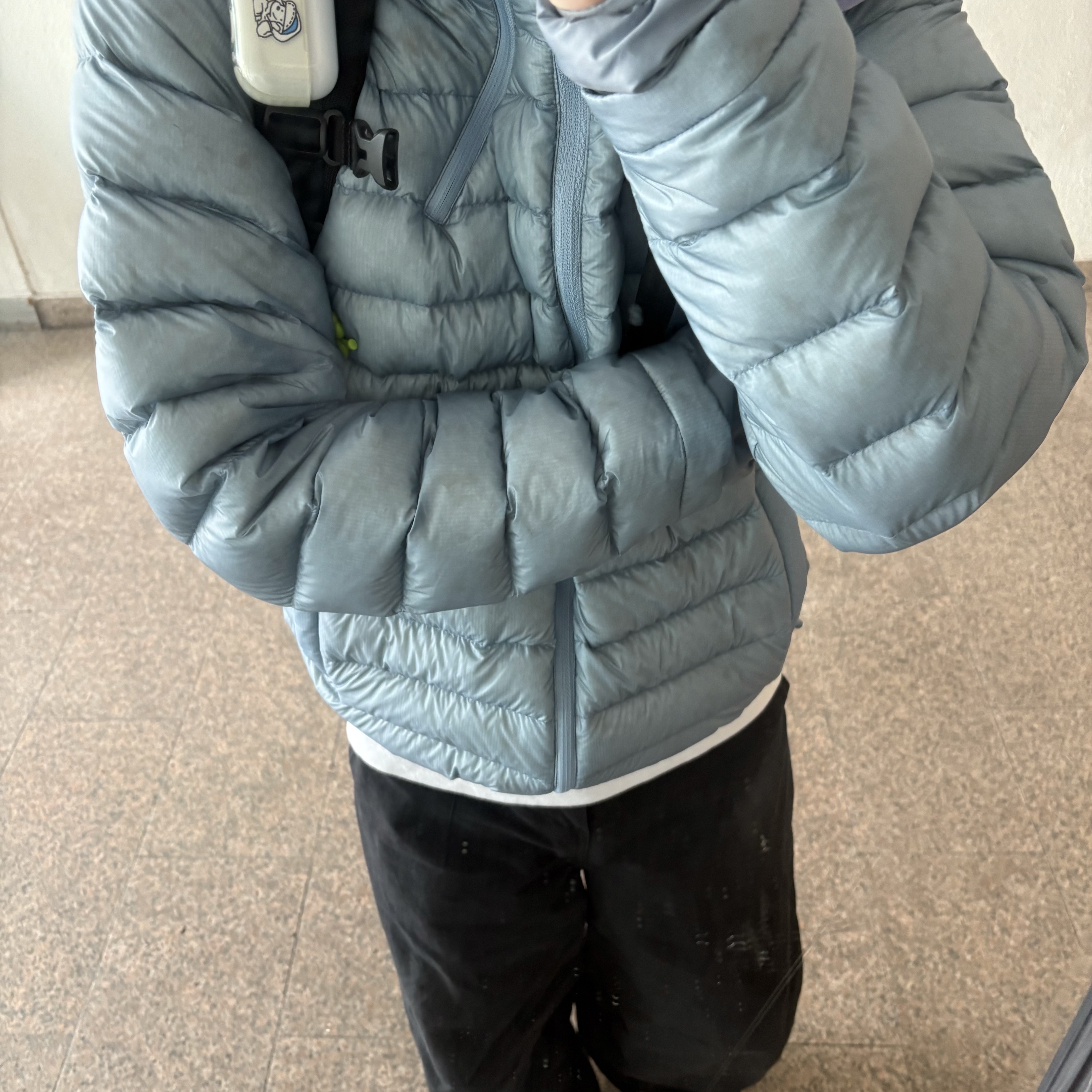 Sansan Gear Suffix Puffer Jacket Sky Blue - 24FW 착용 스타일