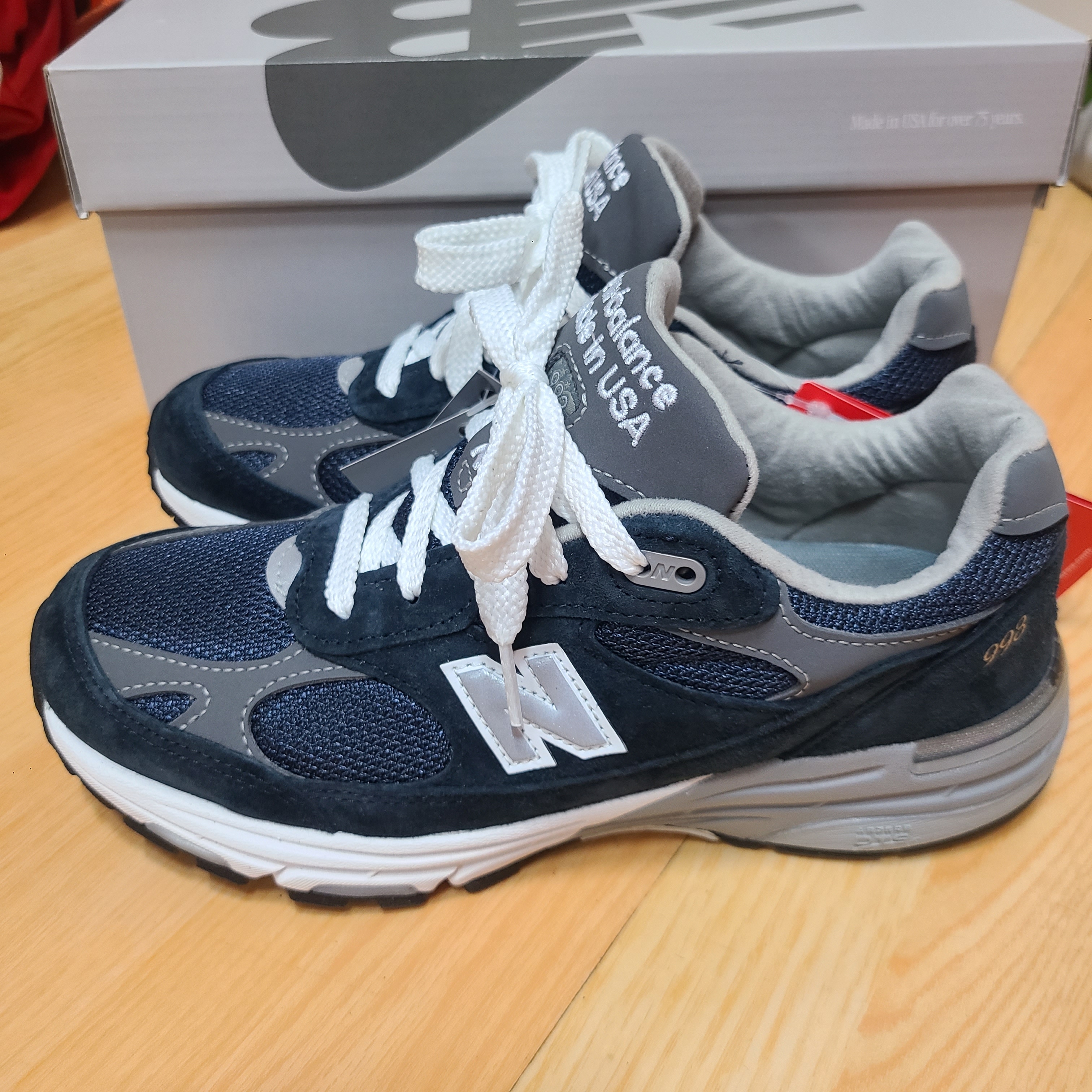 (W) New Balance 993 Made in USA Navy - B Standard 착용 스타일 - 2