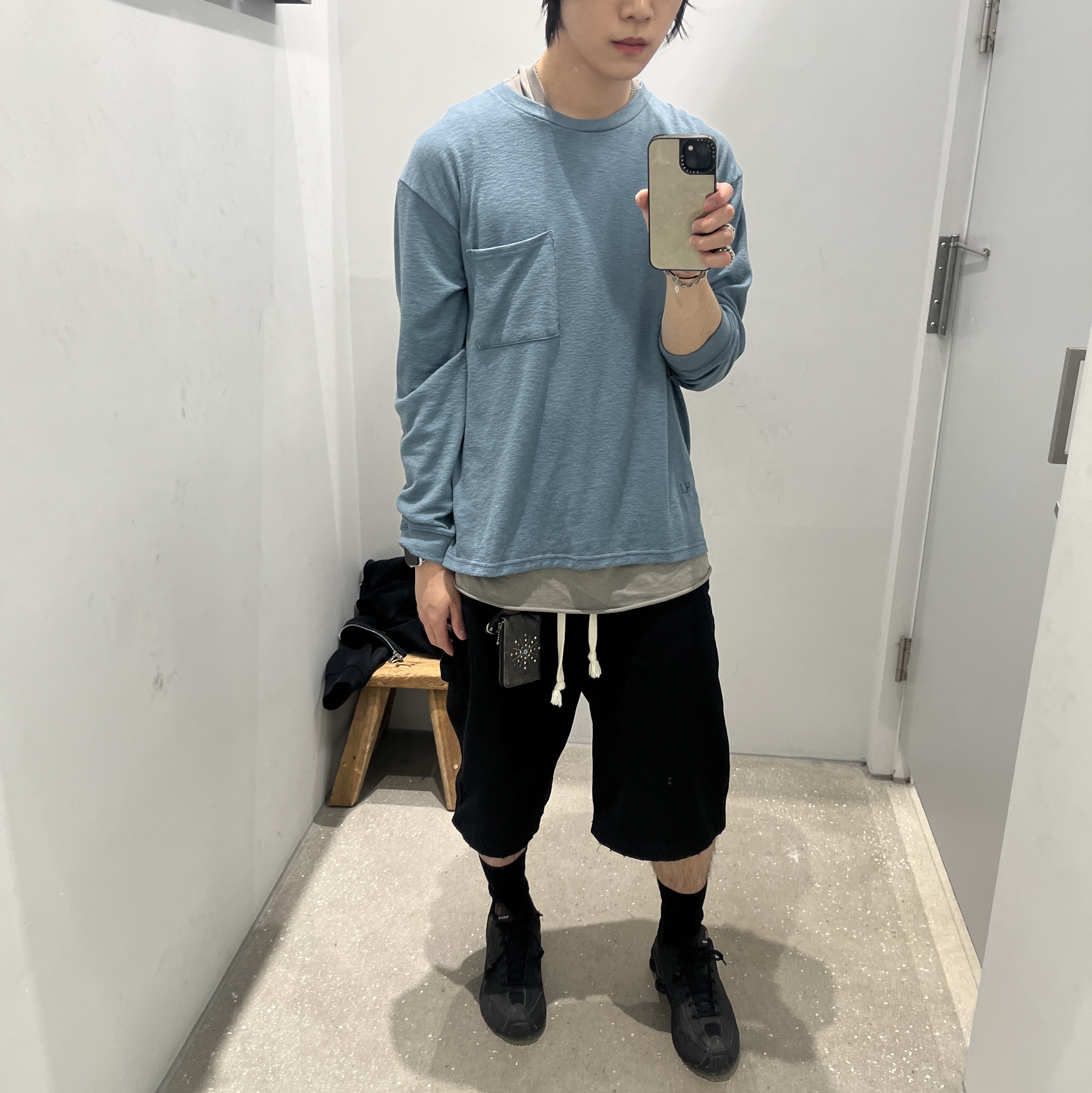 Polyteru Human Index Human Pocket Long Sleeve Jade Blue, (W) Nike Shox R4 Black 착용 스타일 - 2