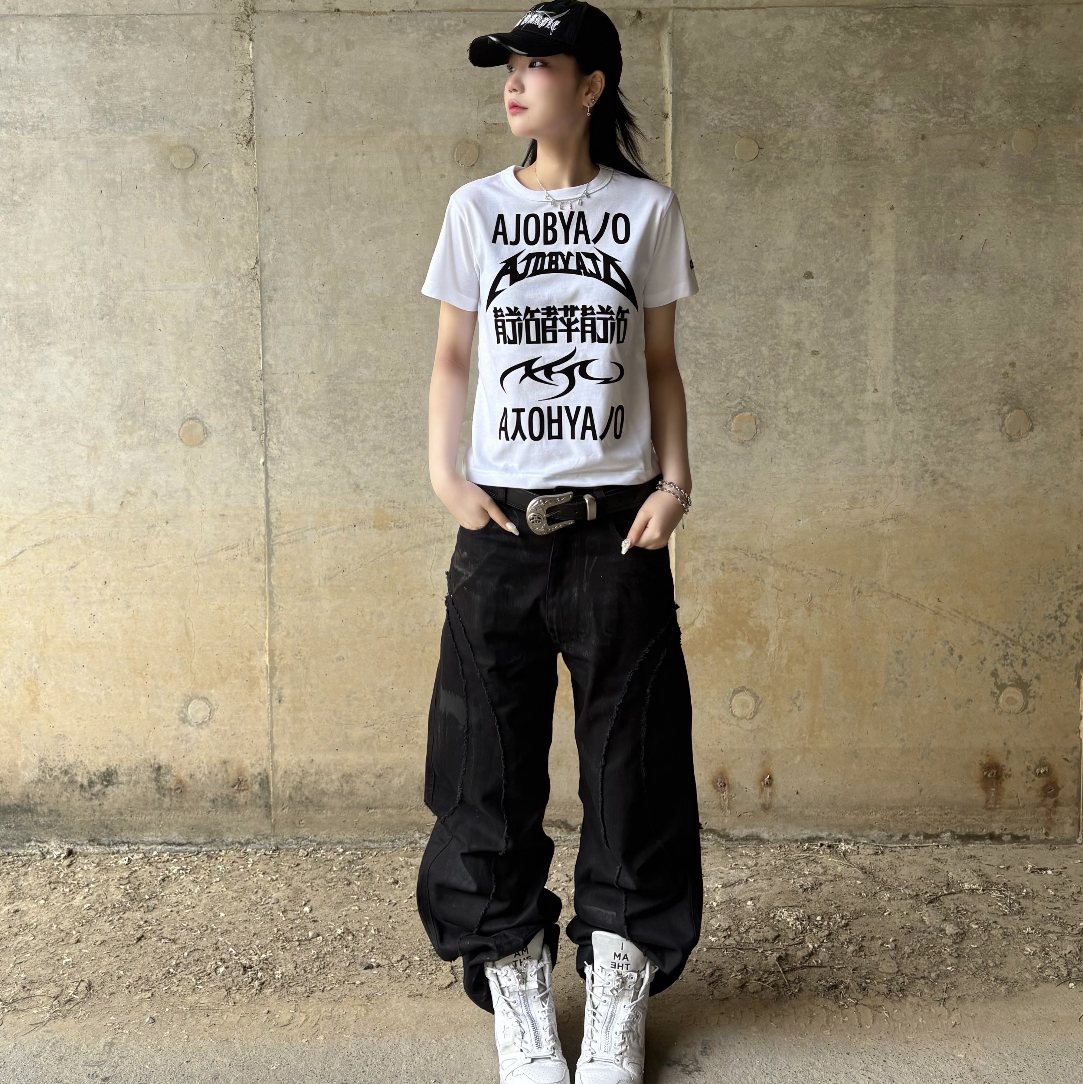 Stussy SS Link Cowboy Belt Black, Converse x Takahiromiyashita The Soloist ERX 260 Mid White 착용 스타일 - 1
