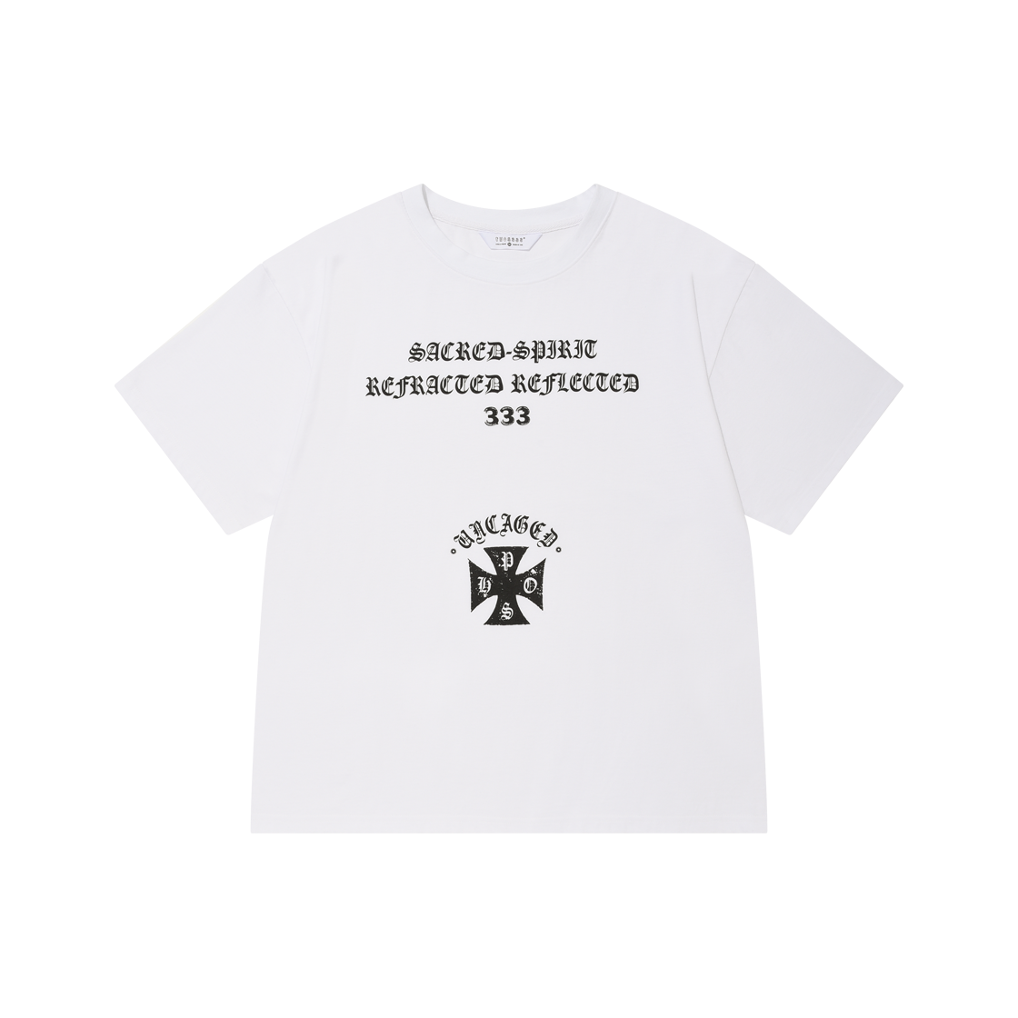 25SUCLTS002-WT PHOS333 Uncaged Slogan T-Shirt White
