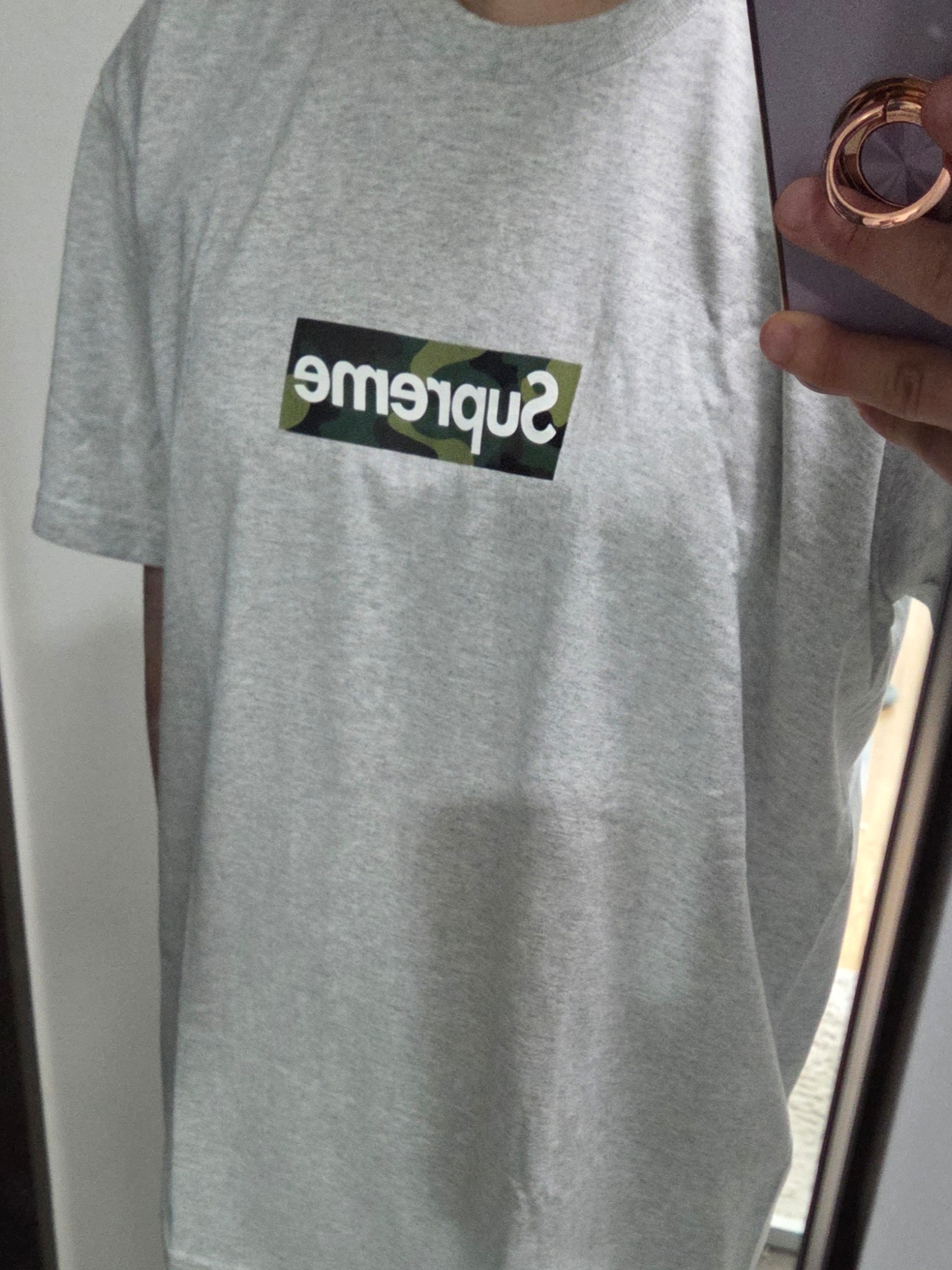 Supreme Box Logo T-Shirt Ash Grey - 23FW 착용 스타일