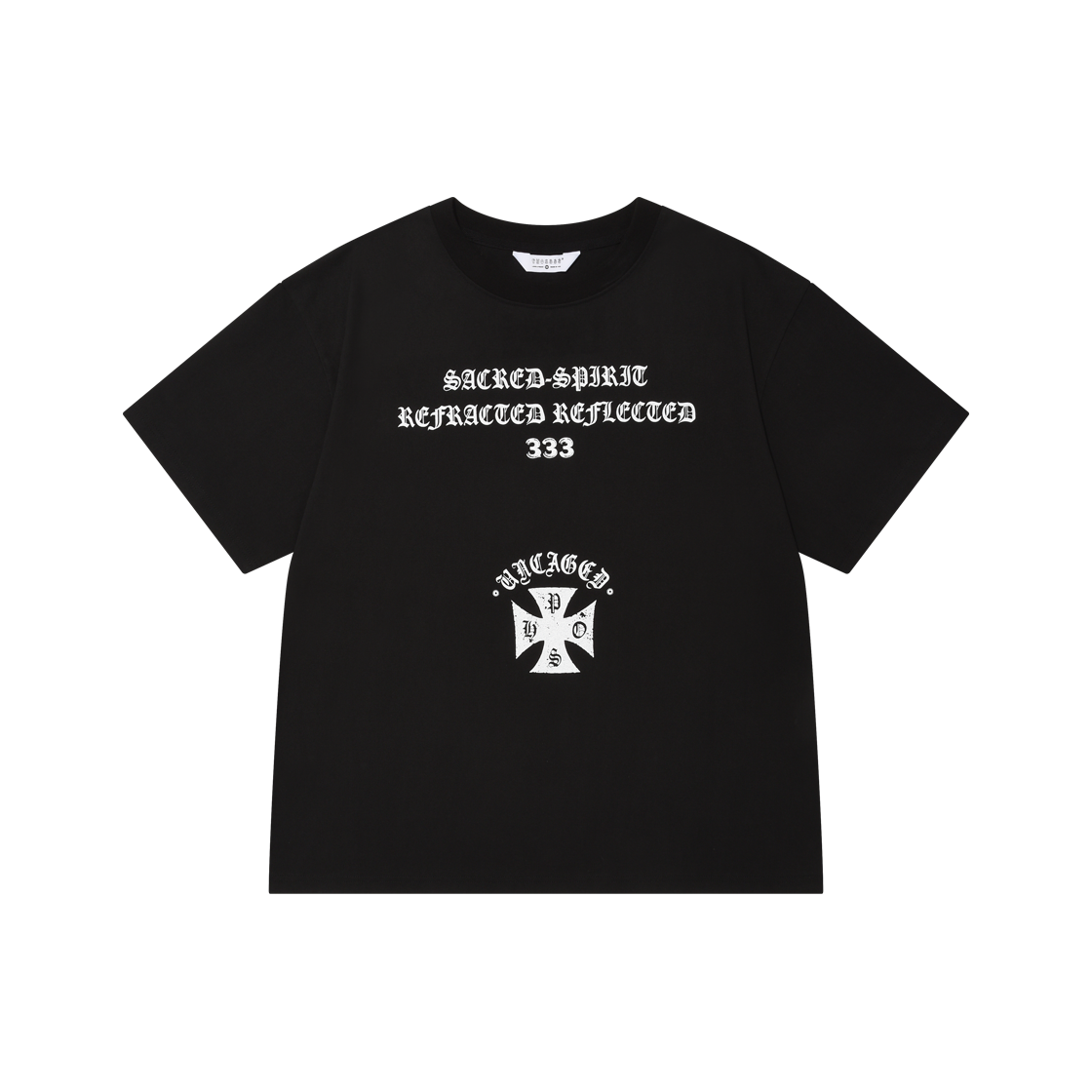 25SUCLTS002-BK PHOS333 Uncaged Slogan T-Shirt Black