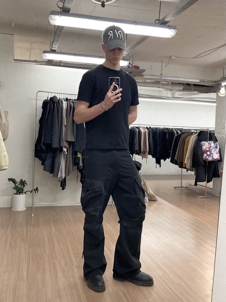 REPINER RIR Destroyed Washed Cap Gray 착용 스타일 - 1