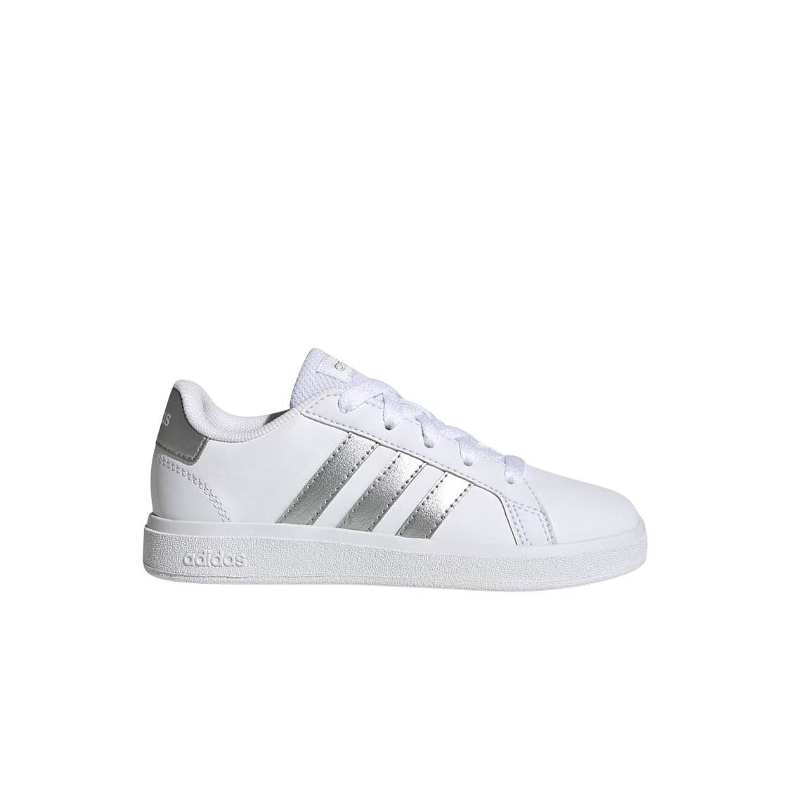 GW6506 (Kids) Adidas Grand Court 2.0 Cloud White Matte Silver