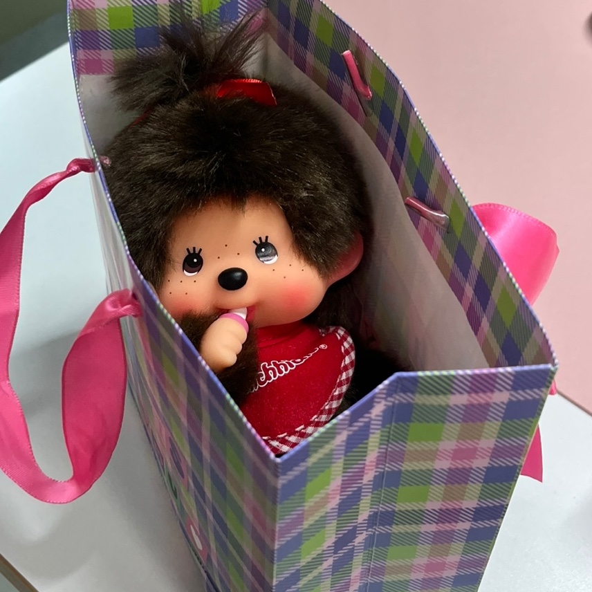 Monchhichi SS Girl Key Chain Brown, Sanrio Hello Kitty Hula Kiss 4" Hawaii Series Plush 착용 스타일 - 4