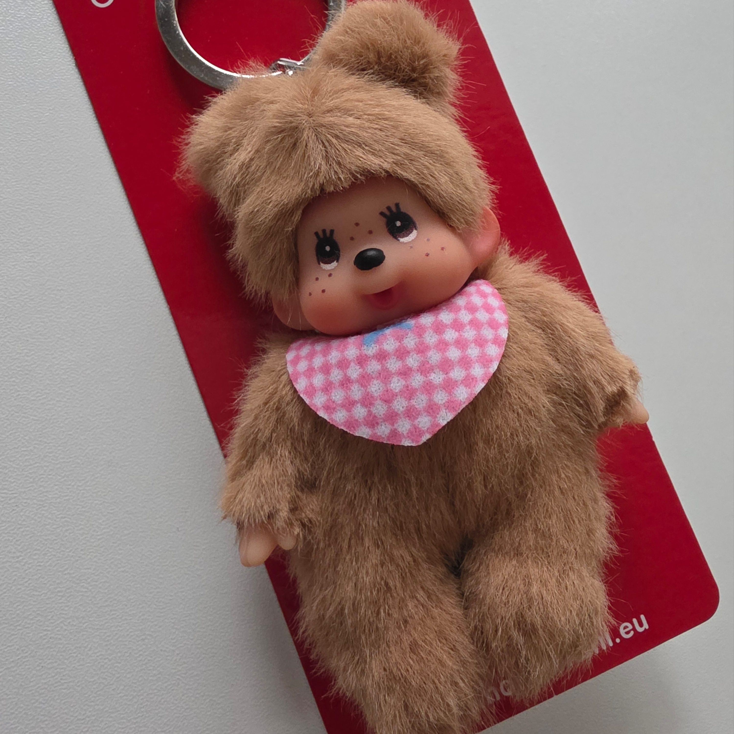 Monchhichi Bebichhichi Plush Doll Key Chain Brown 착용 스타일