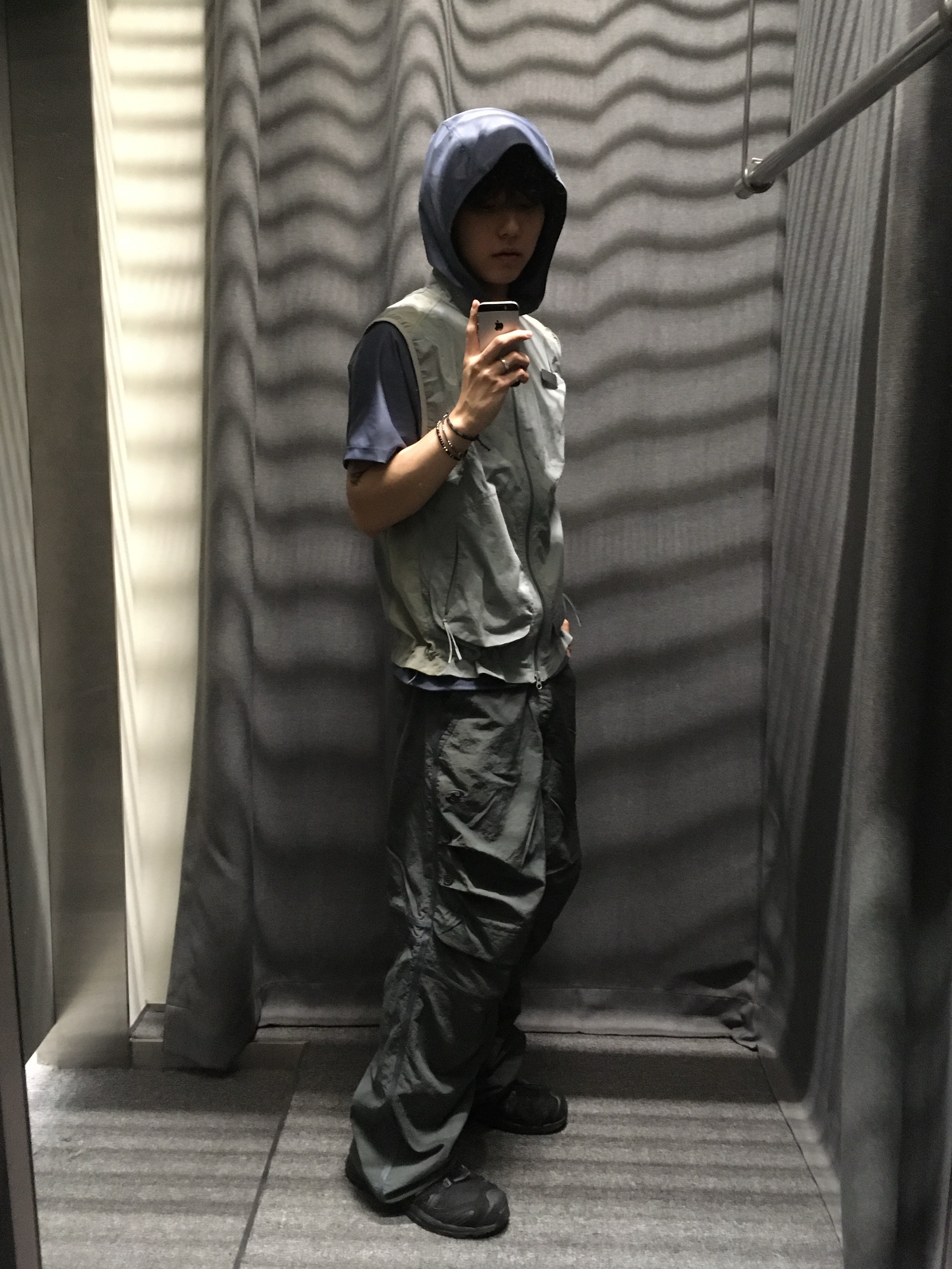 Sansan Gear Hoodied Pocket T-Shirt Blue, Sansan Gear Hoodied Pocket T-Shirt Blue - 25SS 착용 스타일