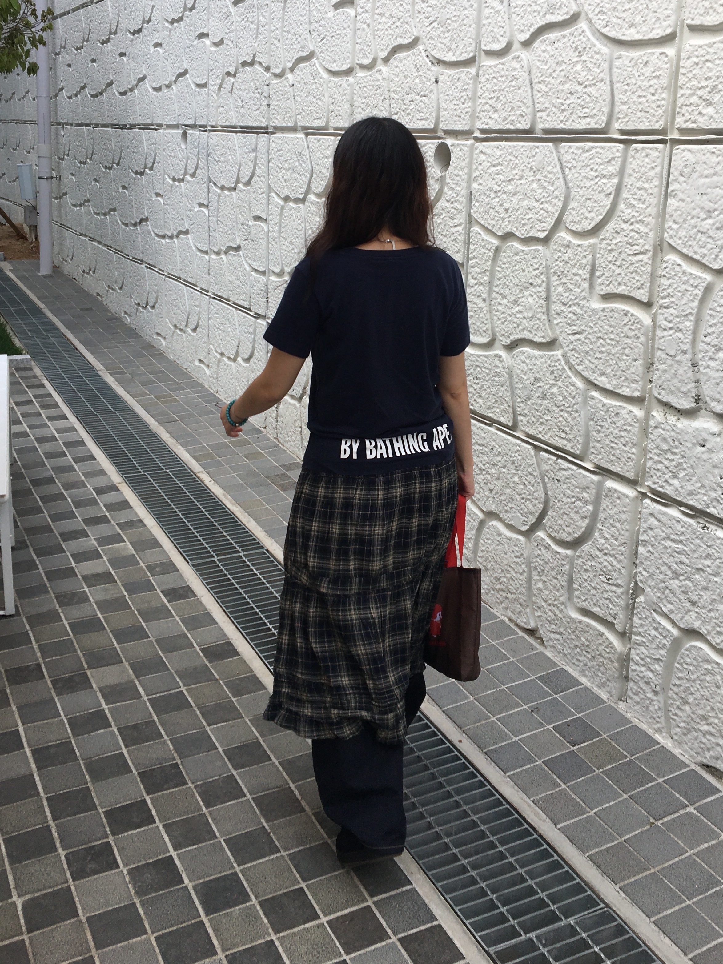 COYSEIO Shirring Midi Skirt Check 착용 스타일 - 2