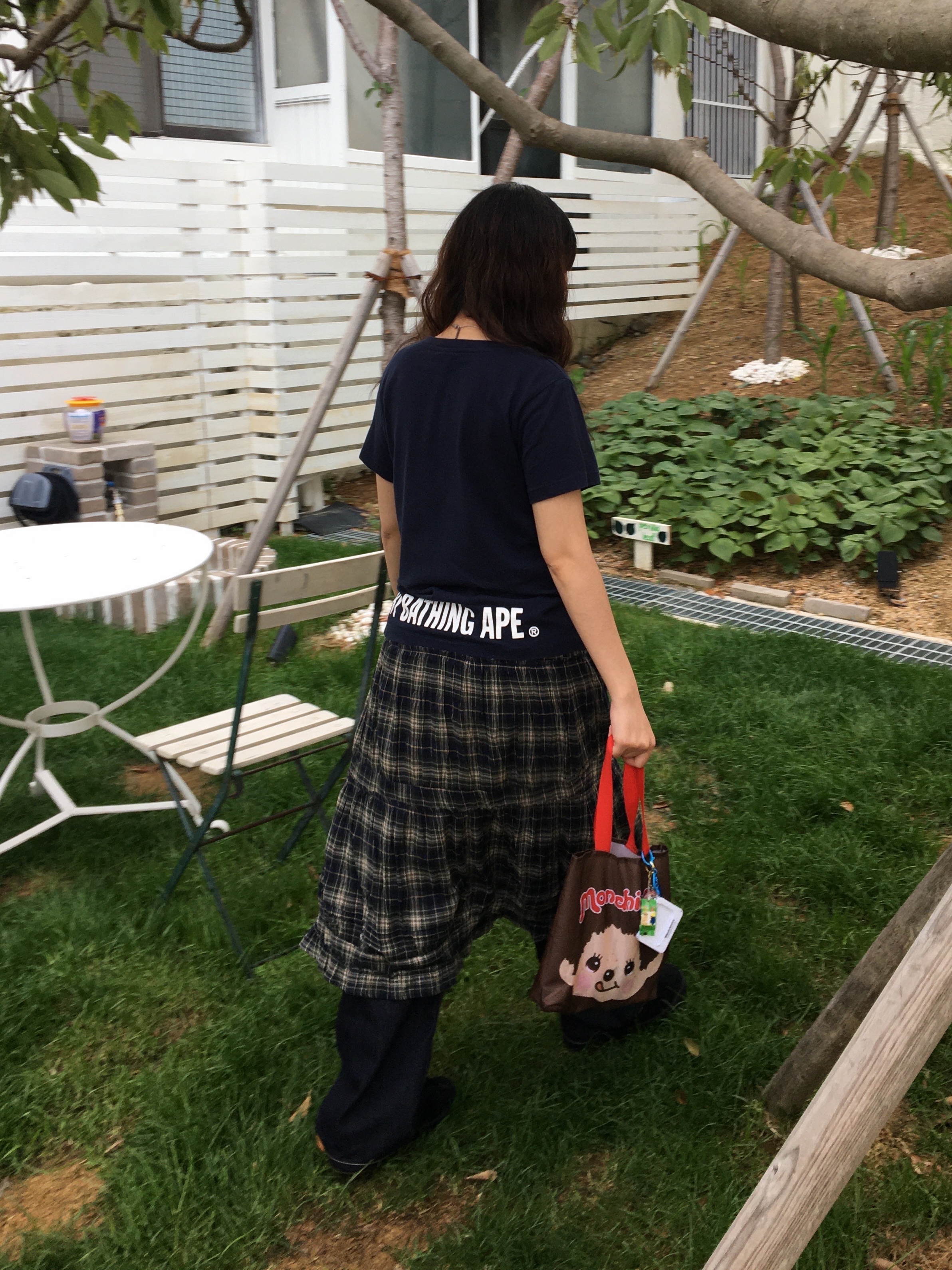 COYSEIO Shirring Midi Skirt Check 착용 스타일 - 1