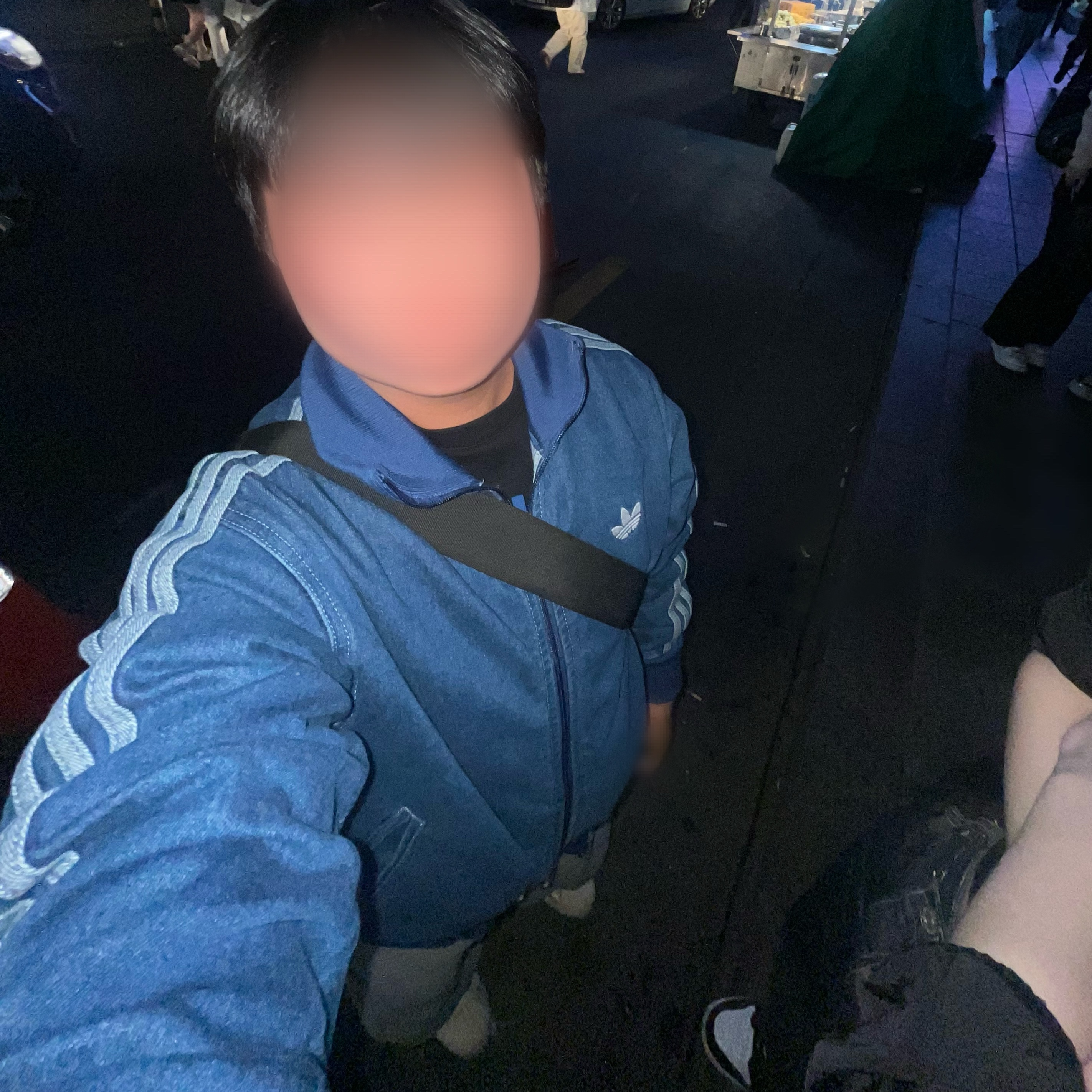 Adidas Adicolor Denim Firebird Track Top Medium Blue Denim - KR Sizing 착용 스타일