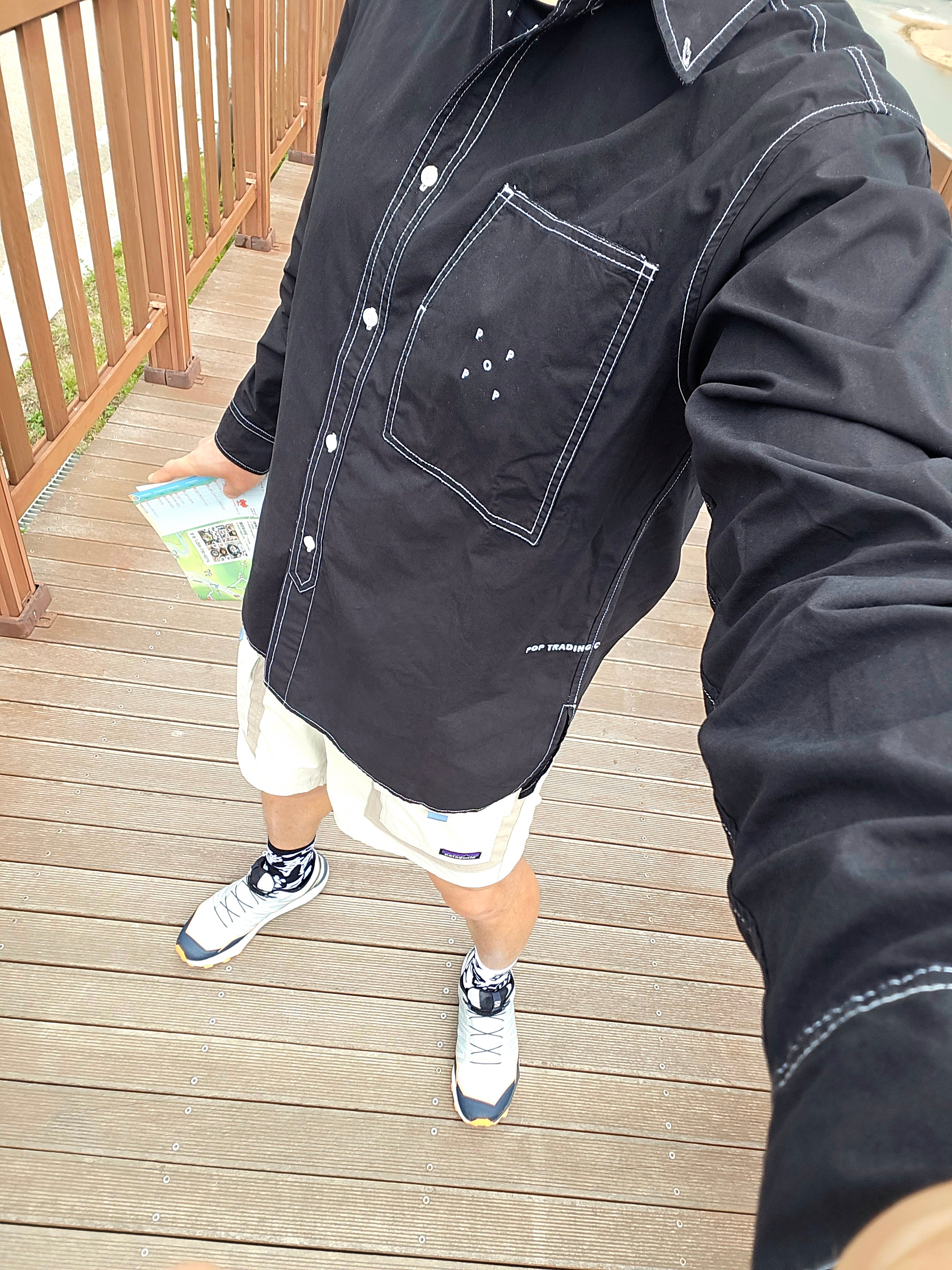 Pop Trading Company BD Shirt Black - 24FW 착용 스타일
