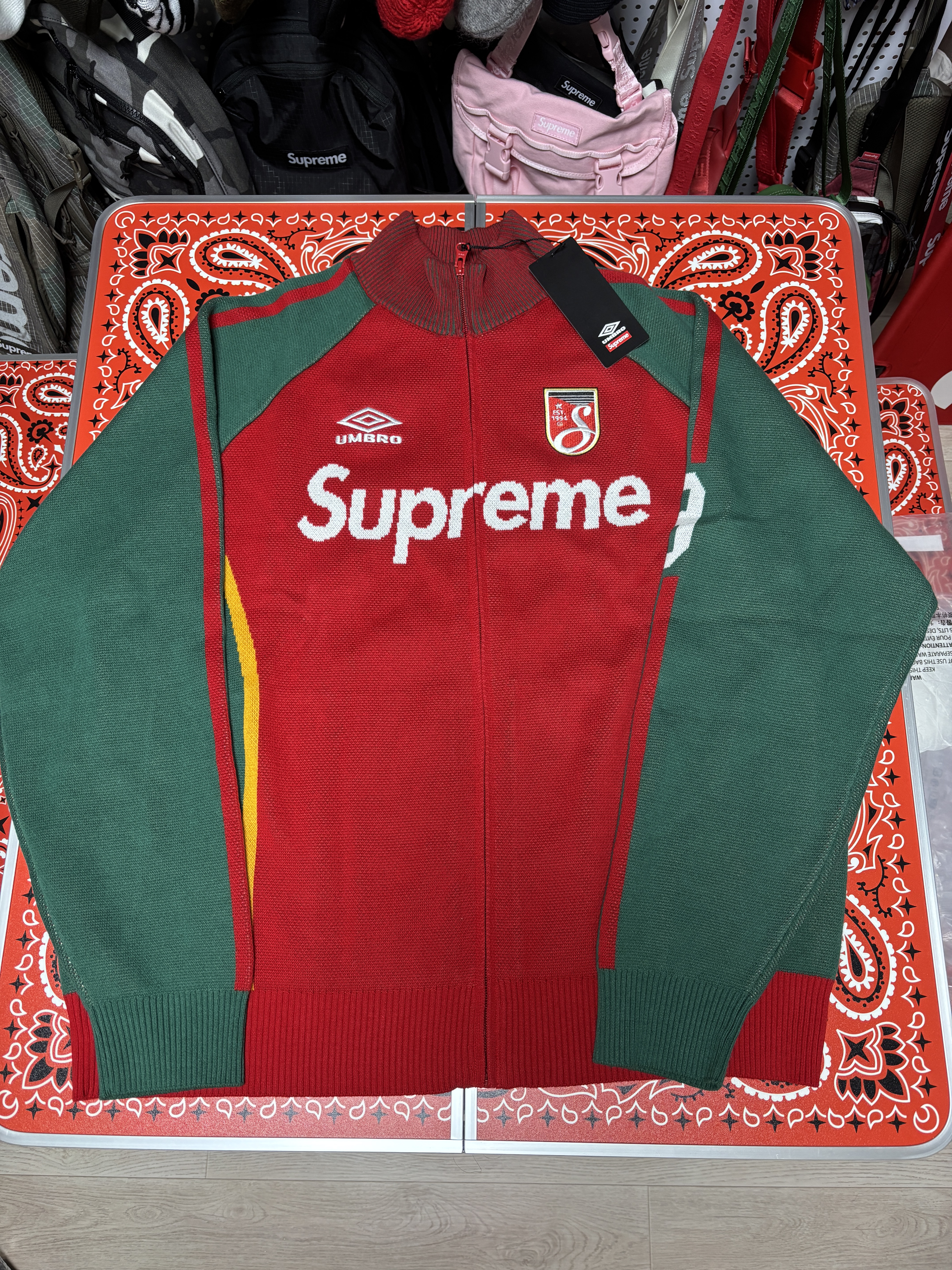 Supreme x Umbro Zip Up Sweater Red - 25SS 착용 스타일 - 1