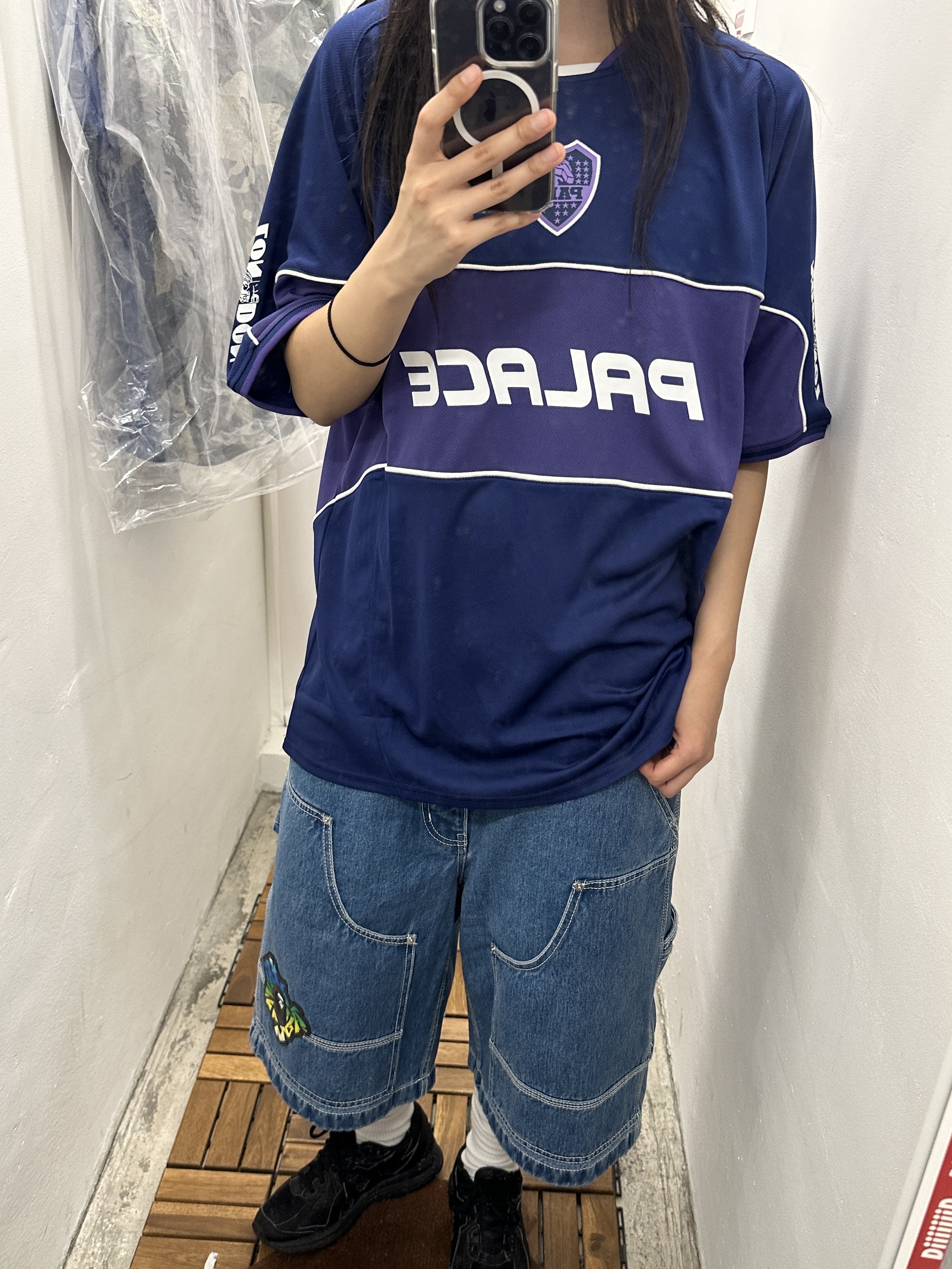 BAPE x Mitchell & Ness NFL New England Patriots Legacy Jersey Blue, Palace Mesh Jersey Woodland Camo - 24FW 착용 스타일 - 6