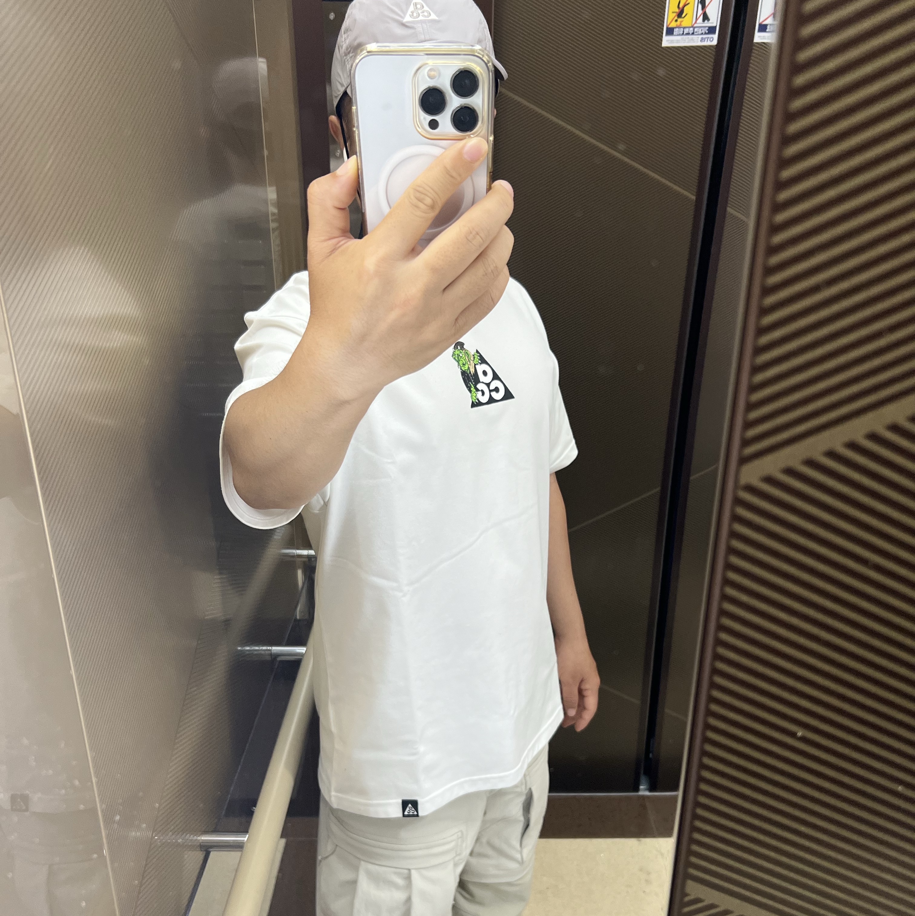 Nike ACG Smith Summit Cargo Pants Light Bone - Asia, Nike ACG Iceland Map T-Shirt Summit White - Asia 착용 스타일