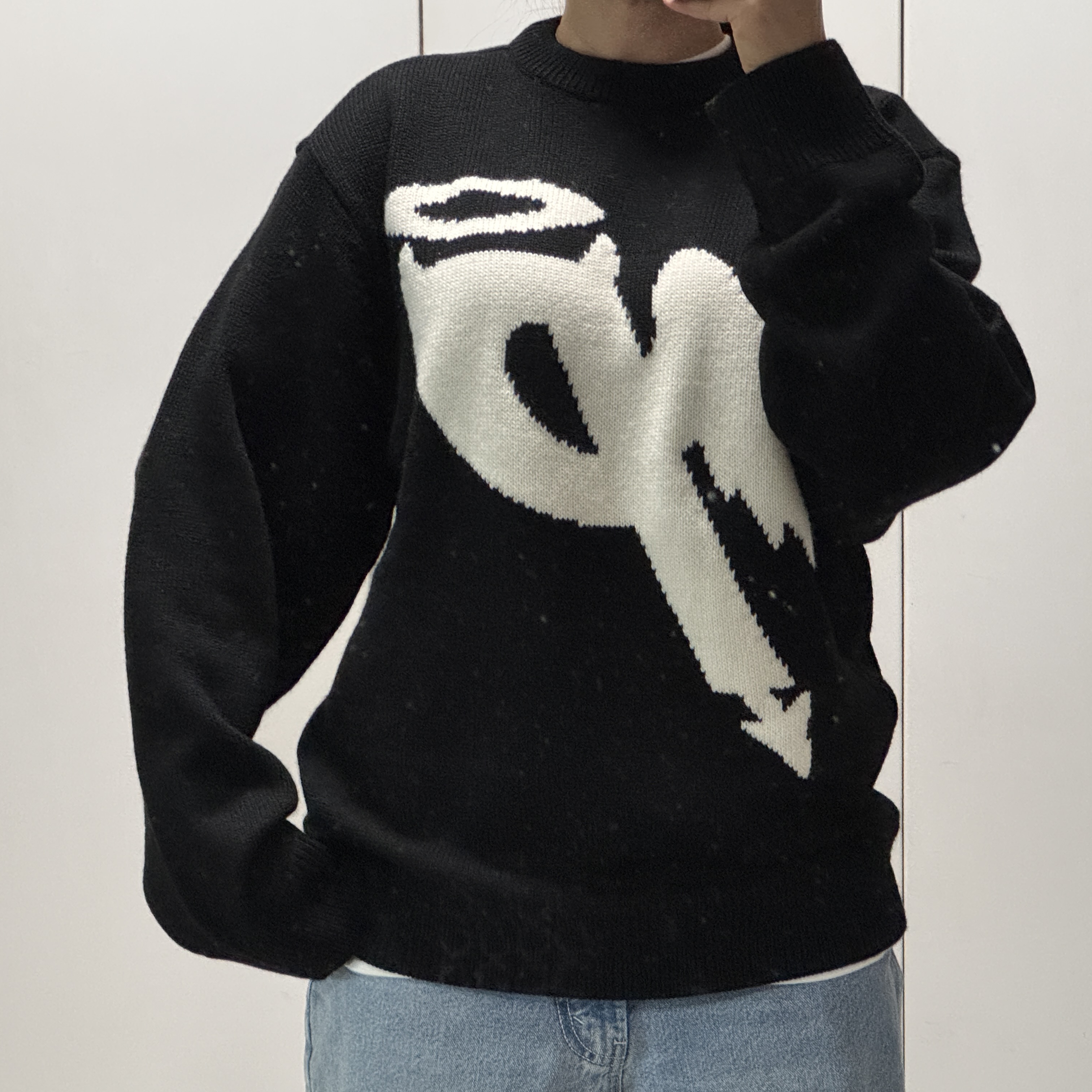 Palace P Wing Knit Black - 25SS 착용 스타일 - 1