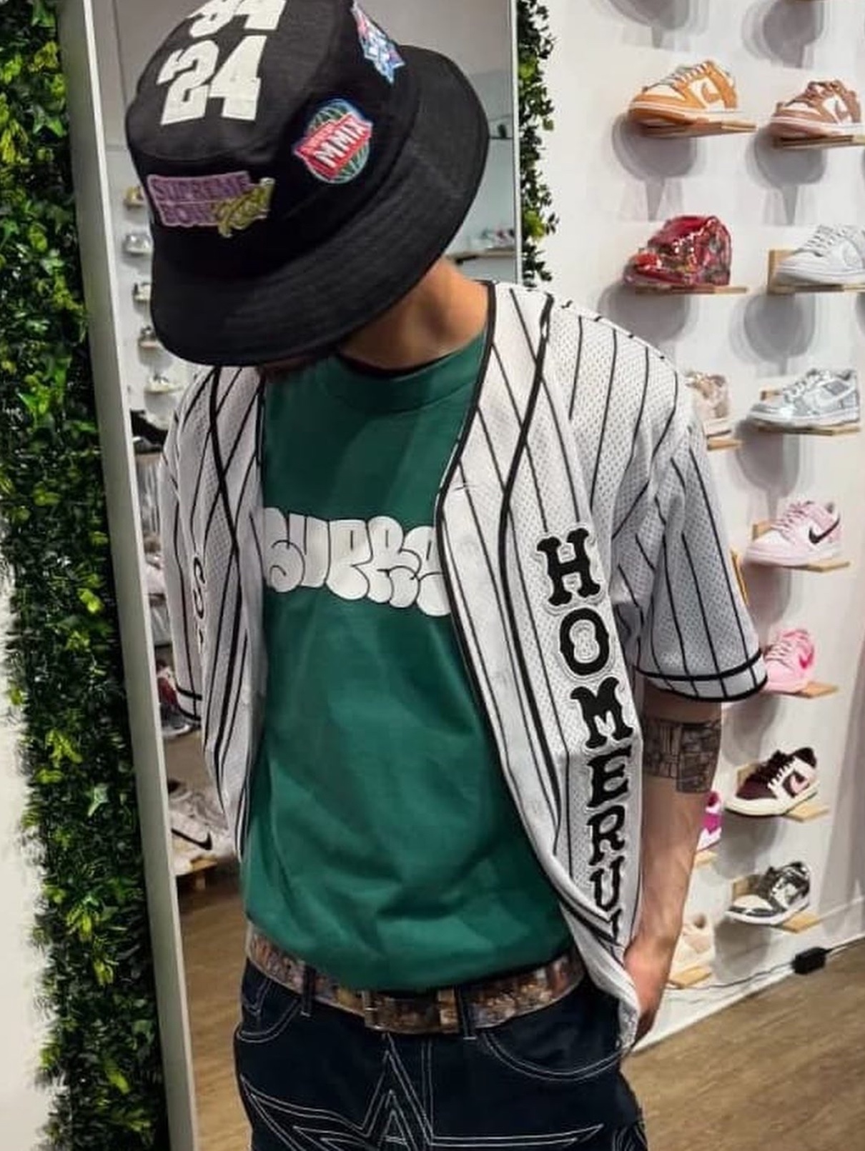 Supreme x Homerun Baseball Jersey Stripe - 25SS 착용 스타일 - 1