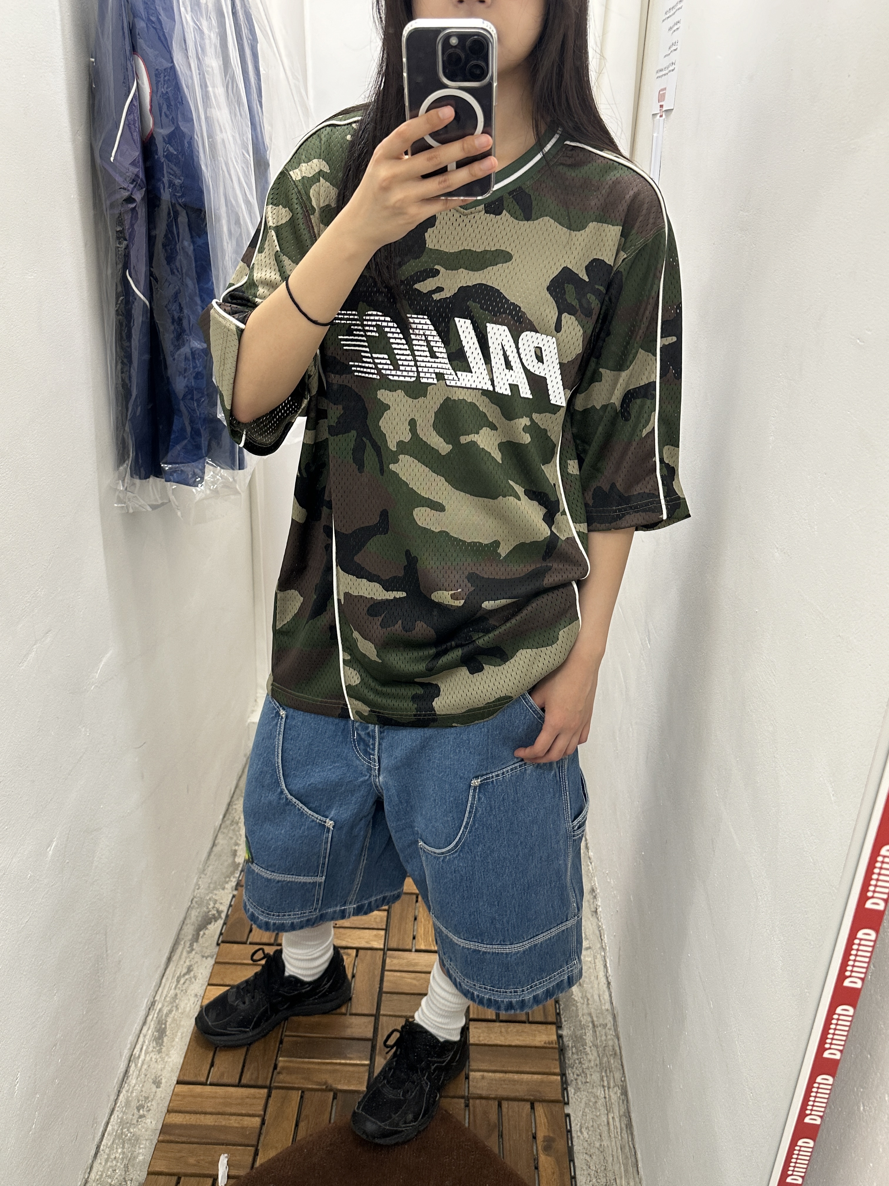 BAPE x Mitchell & Ness NFL New England Patriots Legacy Jersey Blue, Palace Mesh Jersey Woodland Camo - 24FW 착용 스타일 - 4