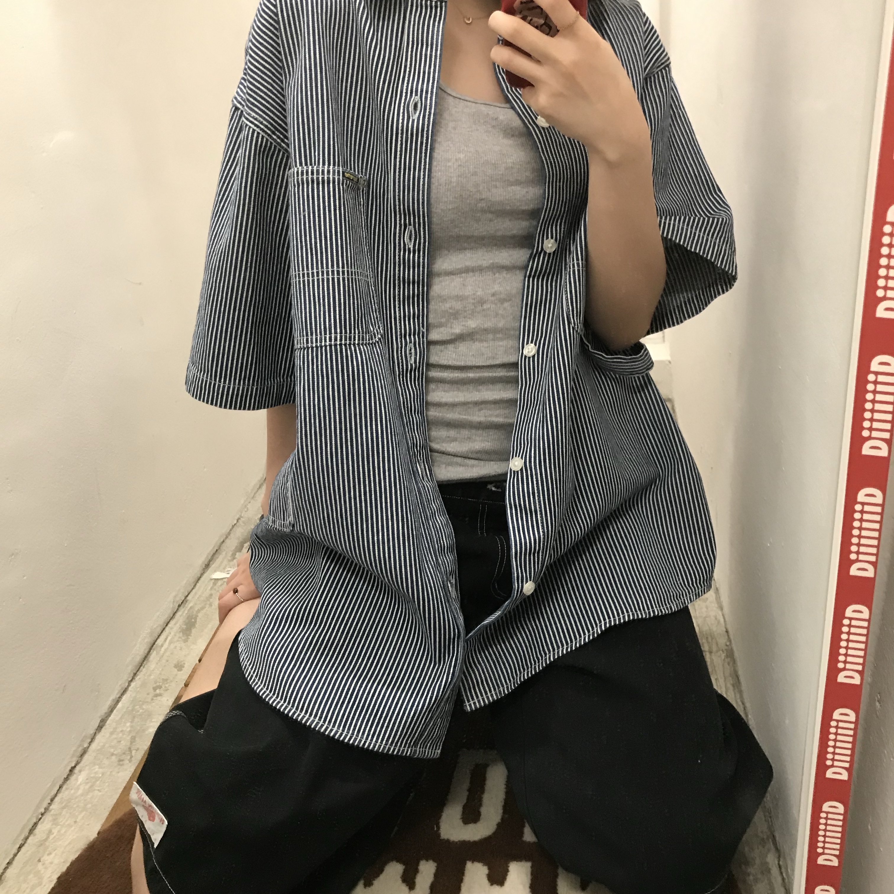 Supreme Loose Fit S/S Denim Painter Shirt Washed Indigo - 25SS, Human Made Baggy Shorts Black 착용 스타일 - 1