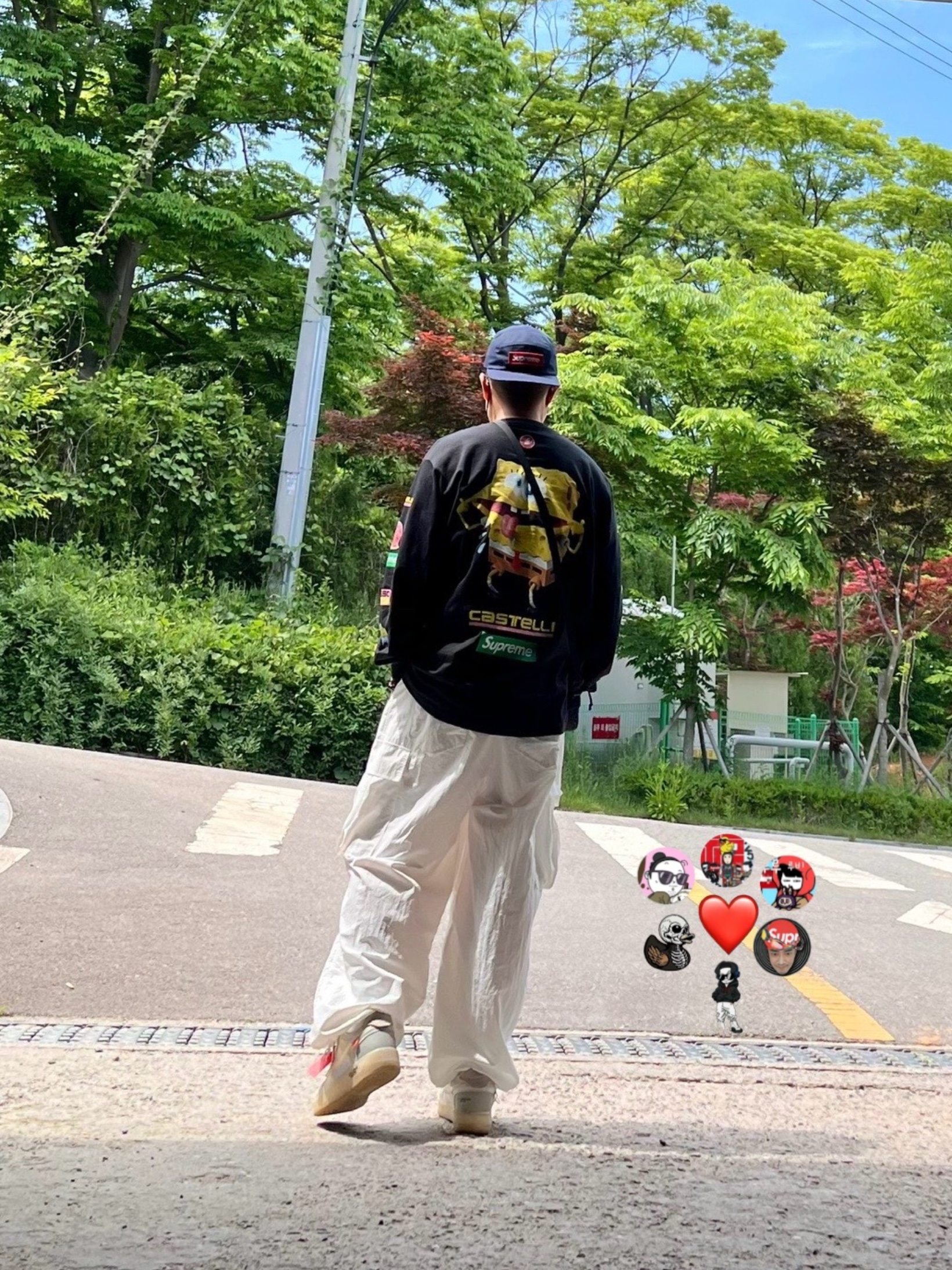 Supreme x SpongeBob SquarePants Castelli Racing L/S T-Shirt Black - 25SS 착용 스타일