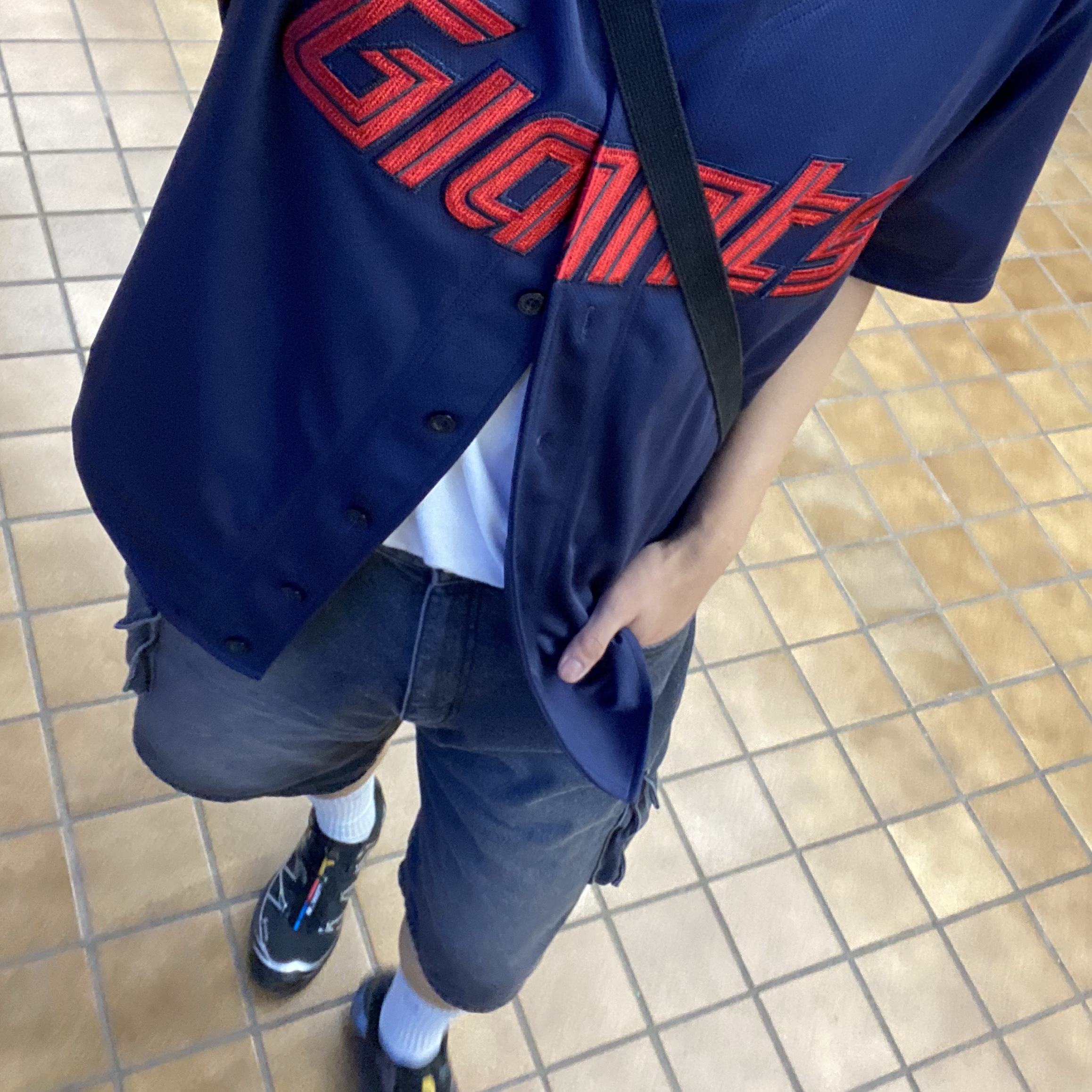 Salomon XT-6 GTX Black Silver, Lotte Giants 24 Away Authentic Uniform Navy (Non Marking Ver.) 착용 스타일 - 2