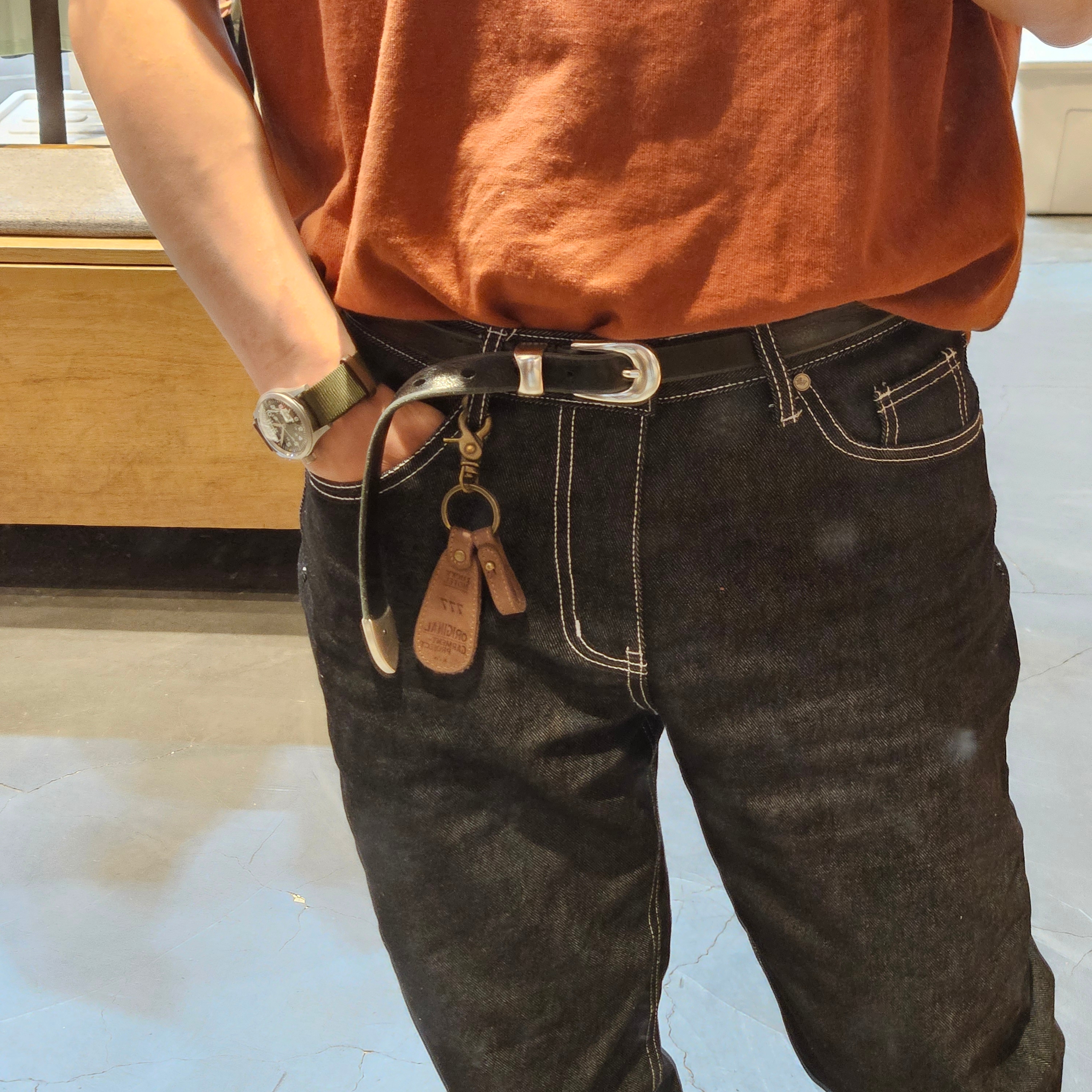 Our Legacy Belt 2cm Leather Black 착용 스타일