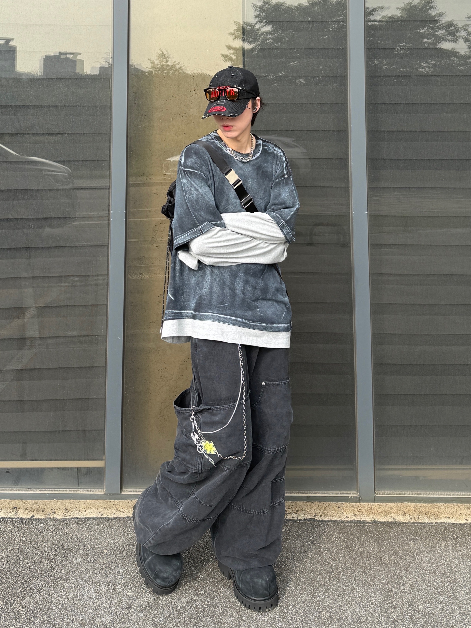 Nonnod Milky washed layered T-Shirt, Civision by CSC Iconic Necklace Silver 착용 스타일 - 2