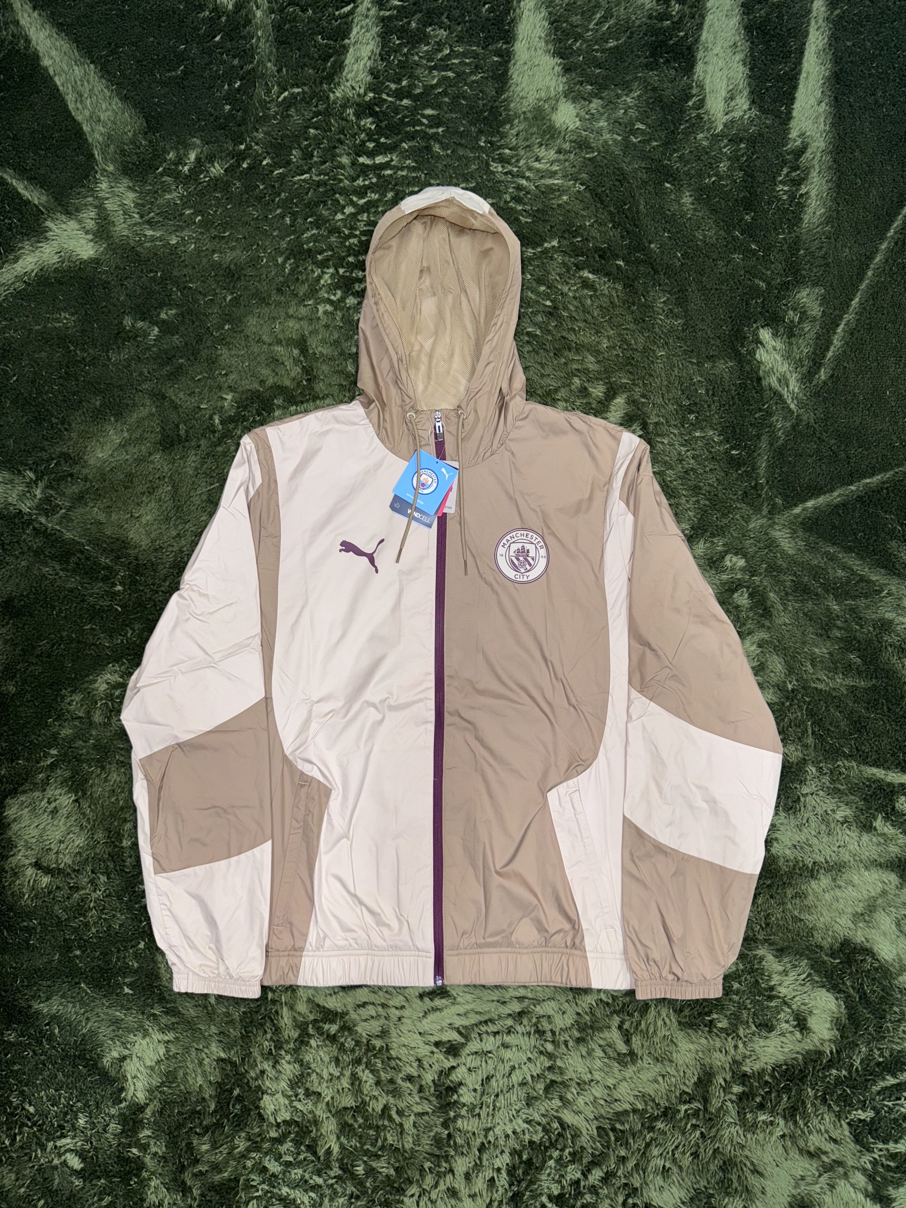 Puma Manchester City Prematch Jacket Toasted Granola 착용 스타일 - 1
