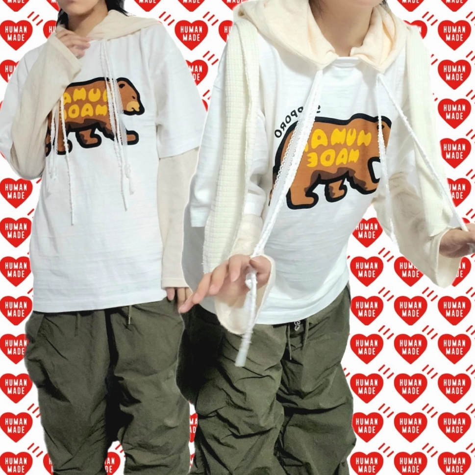 Human Made Animal Graphic T-Shirt Bear White - Sapporo Store Exclusive 착용 스타일