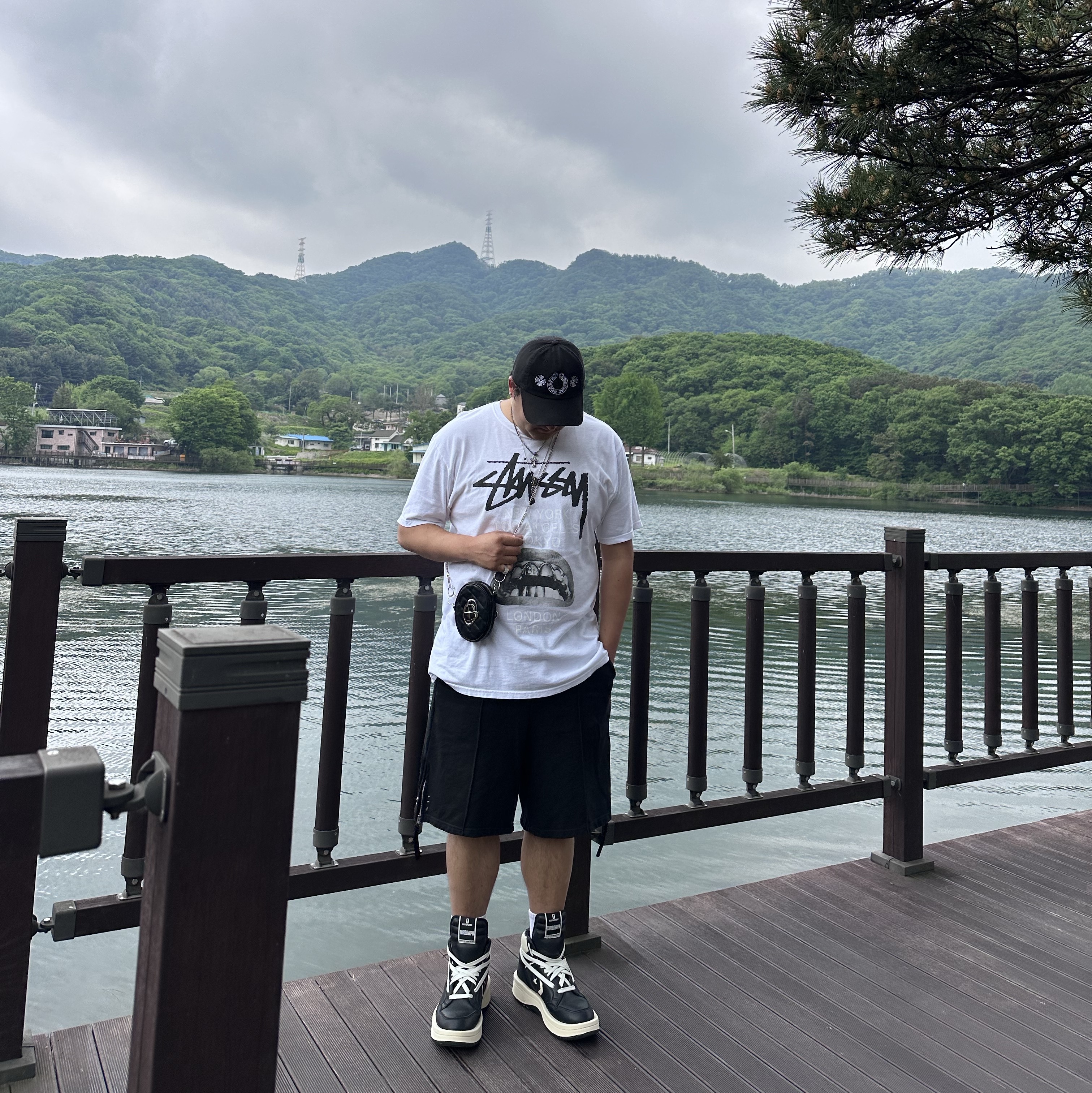 Stussy x Rick Owens 40 WT T-Shirt, Converse x Drkshdw Turbowpn Black Cream 착용 스타일 - 1