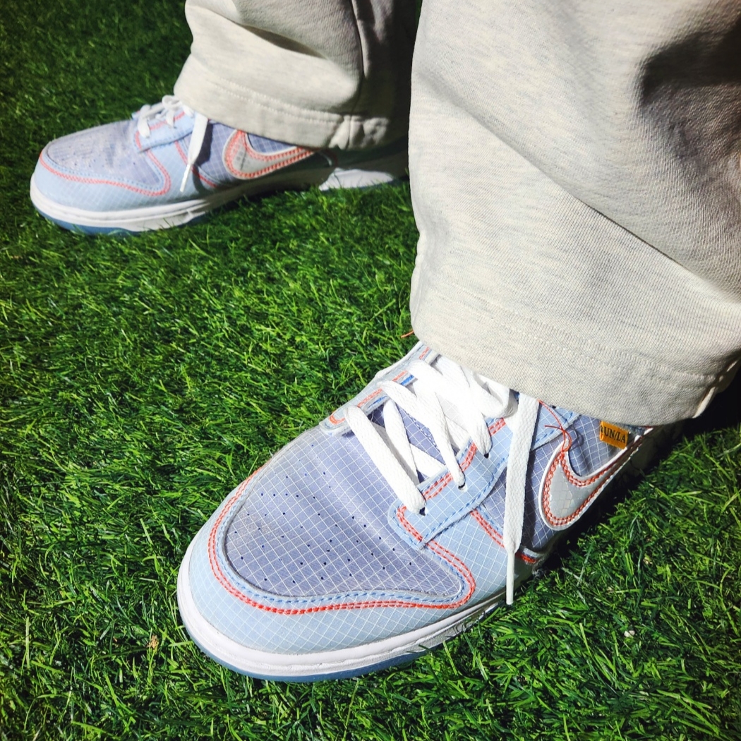 Nike Club Unstructured Denim Cap Aegean Storm Thunder Blue, Nike x Union Dunk Low Passport Pack Argon 착용 스타일 - 5
