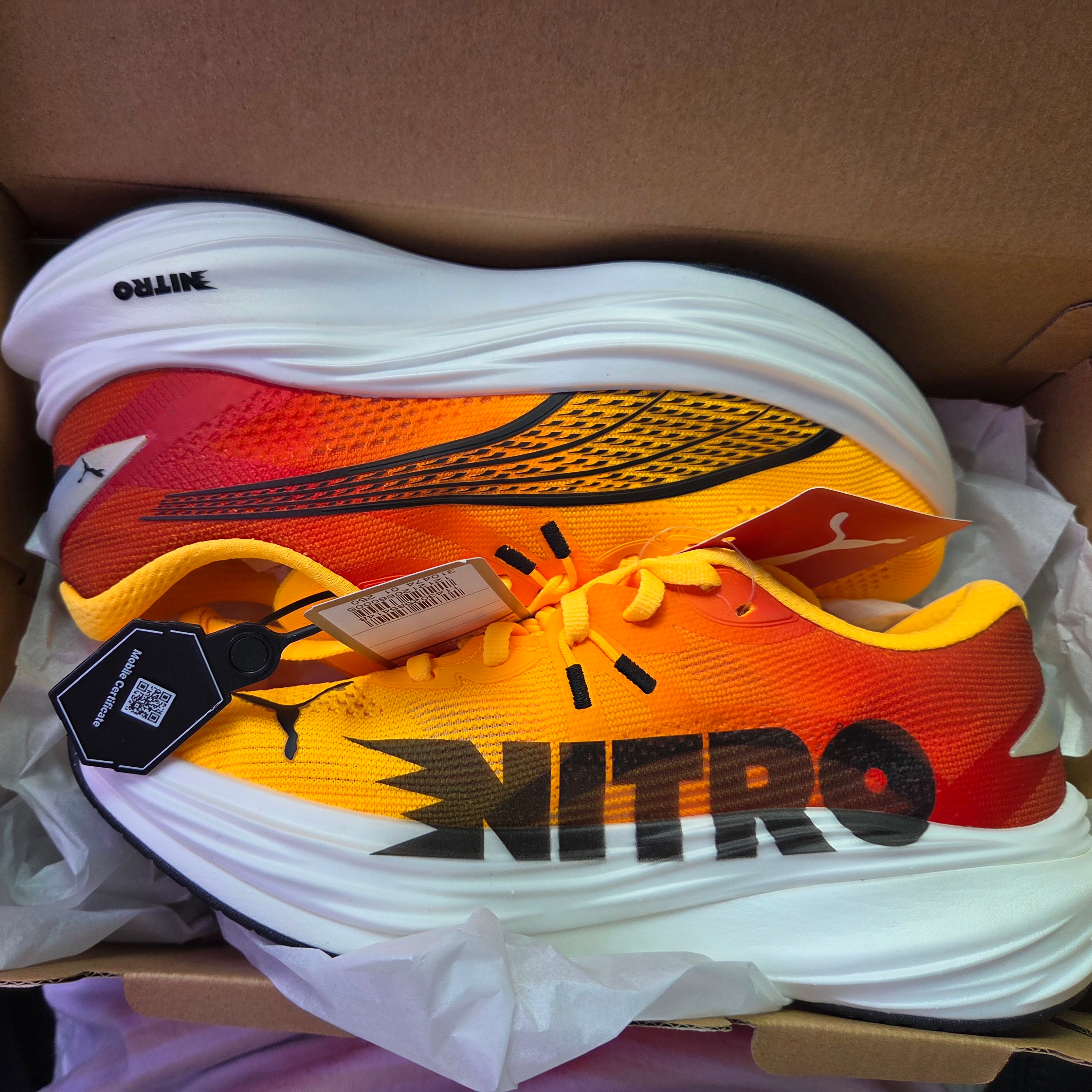 Puma Deviate Nitro 3 Fade Sun Stream Sunset Glow 착용 스타일 - 1