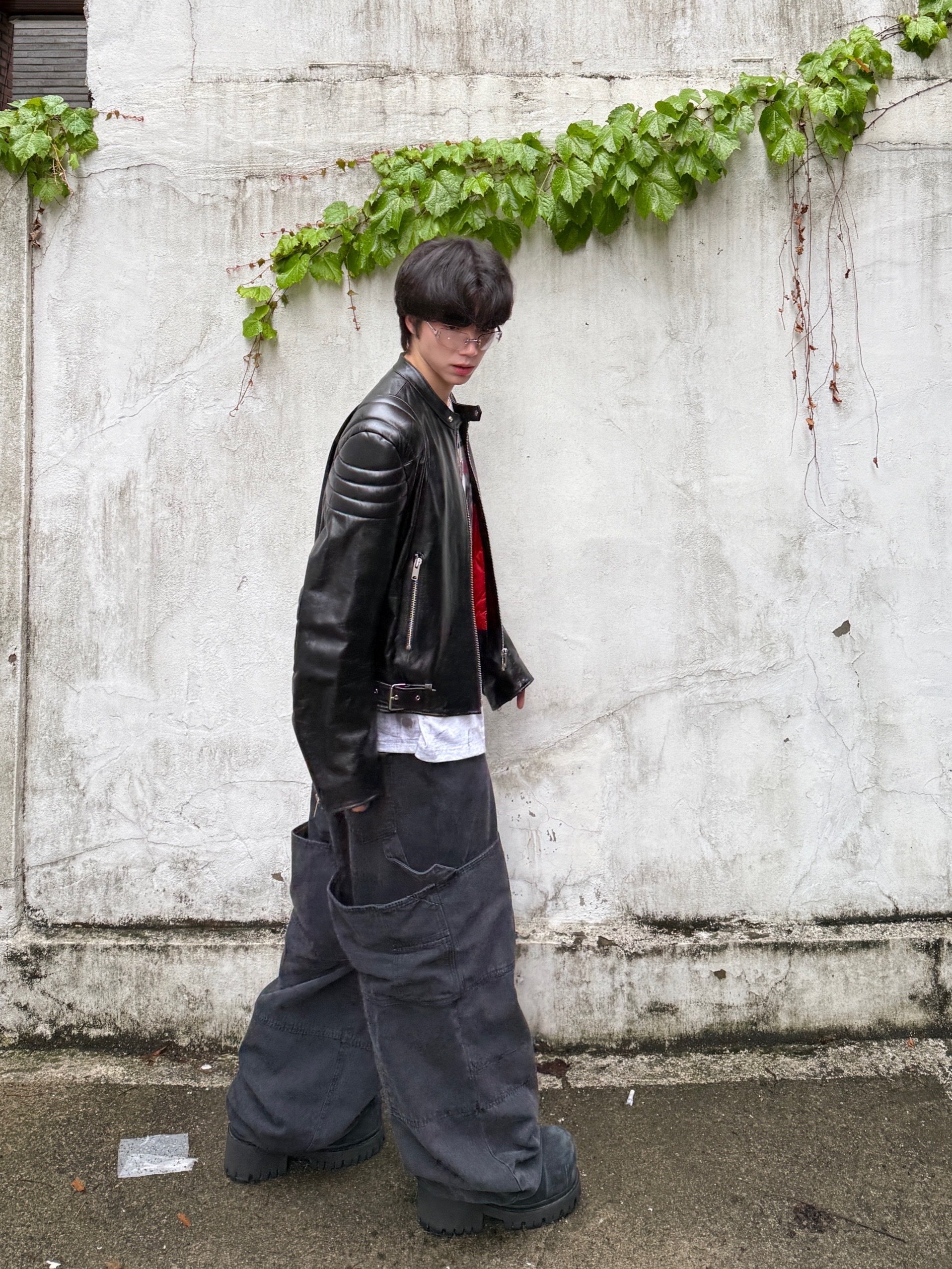 Kamien x MJD Double Hole Belt Black Shearling Calfskin, Balenciaga Stomper Bootie Black 착용 스타일 - 10