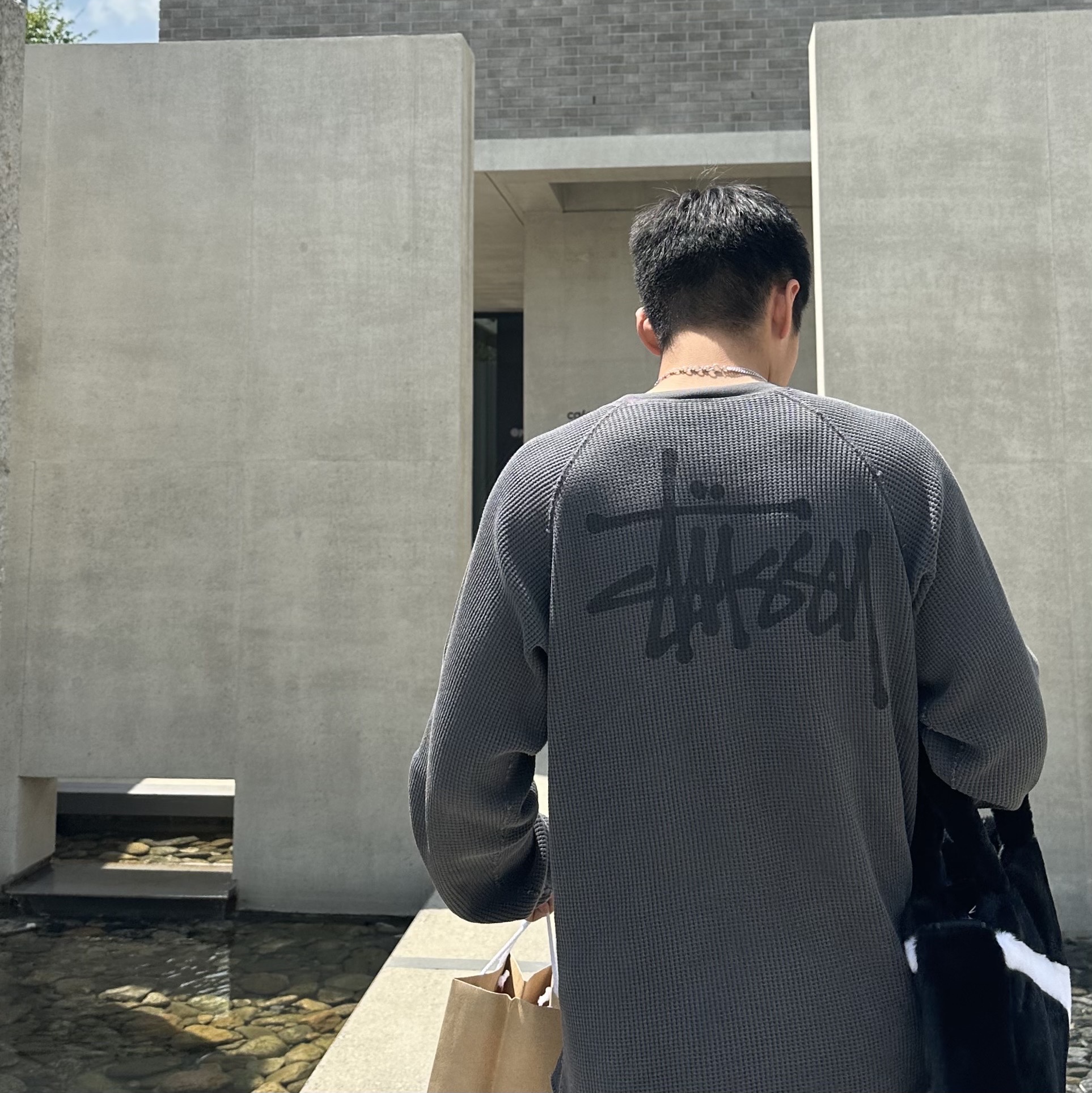 Stussy Raglan Thermal LS Crew Washed Black 착용 스타일