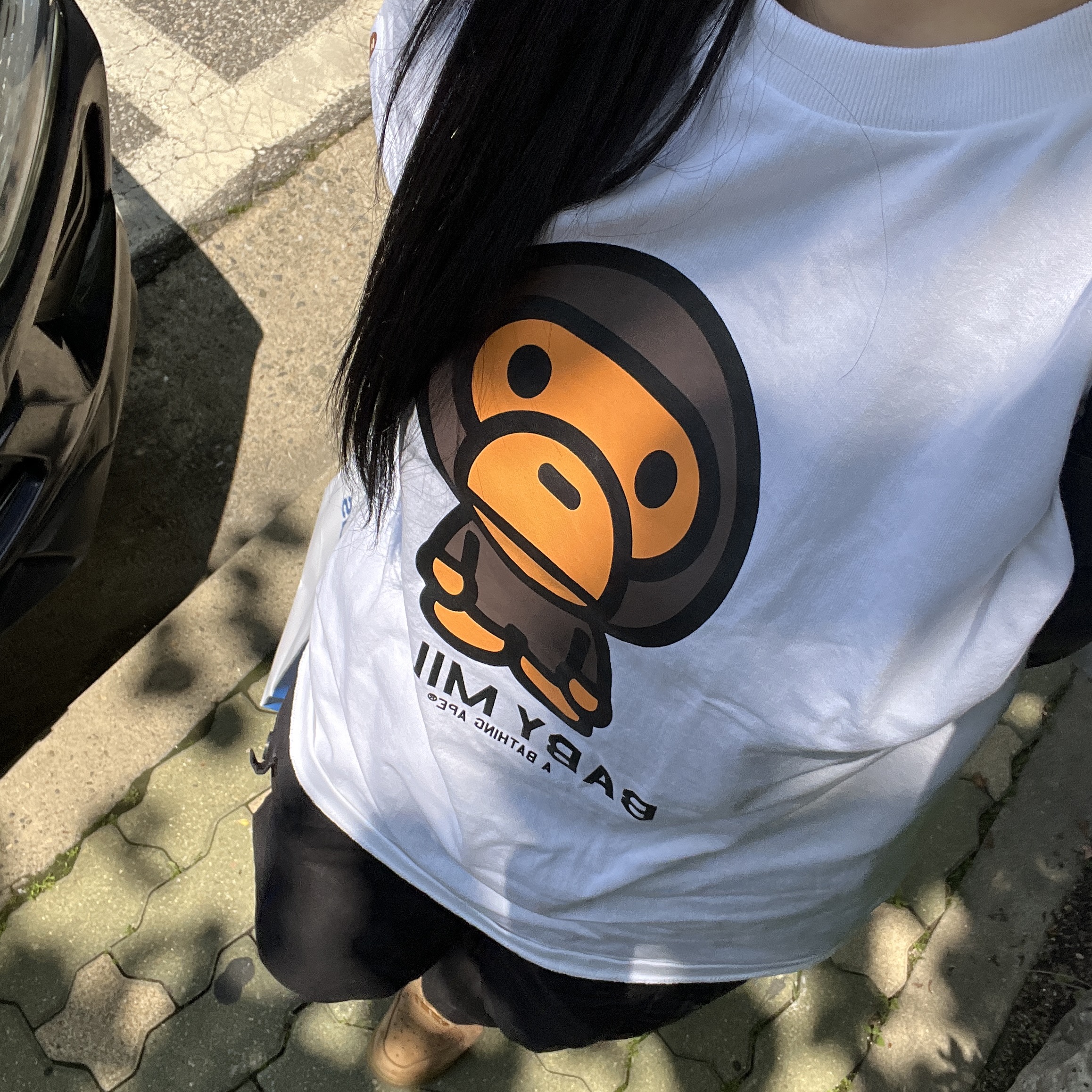 BAPE Baby Milo T-Shirt White 착용 스타일
