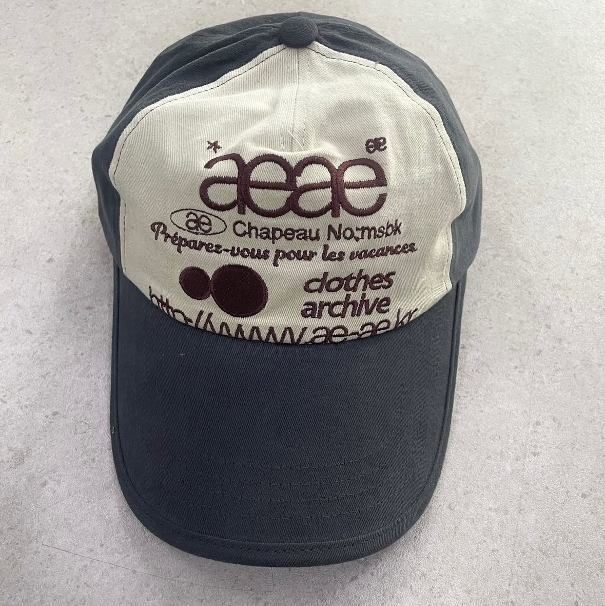 AEAE Web Logo 5 Pannel Ball Cap Navy & Ivory 착용 스타일