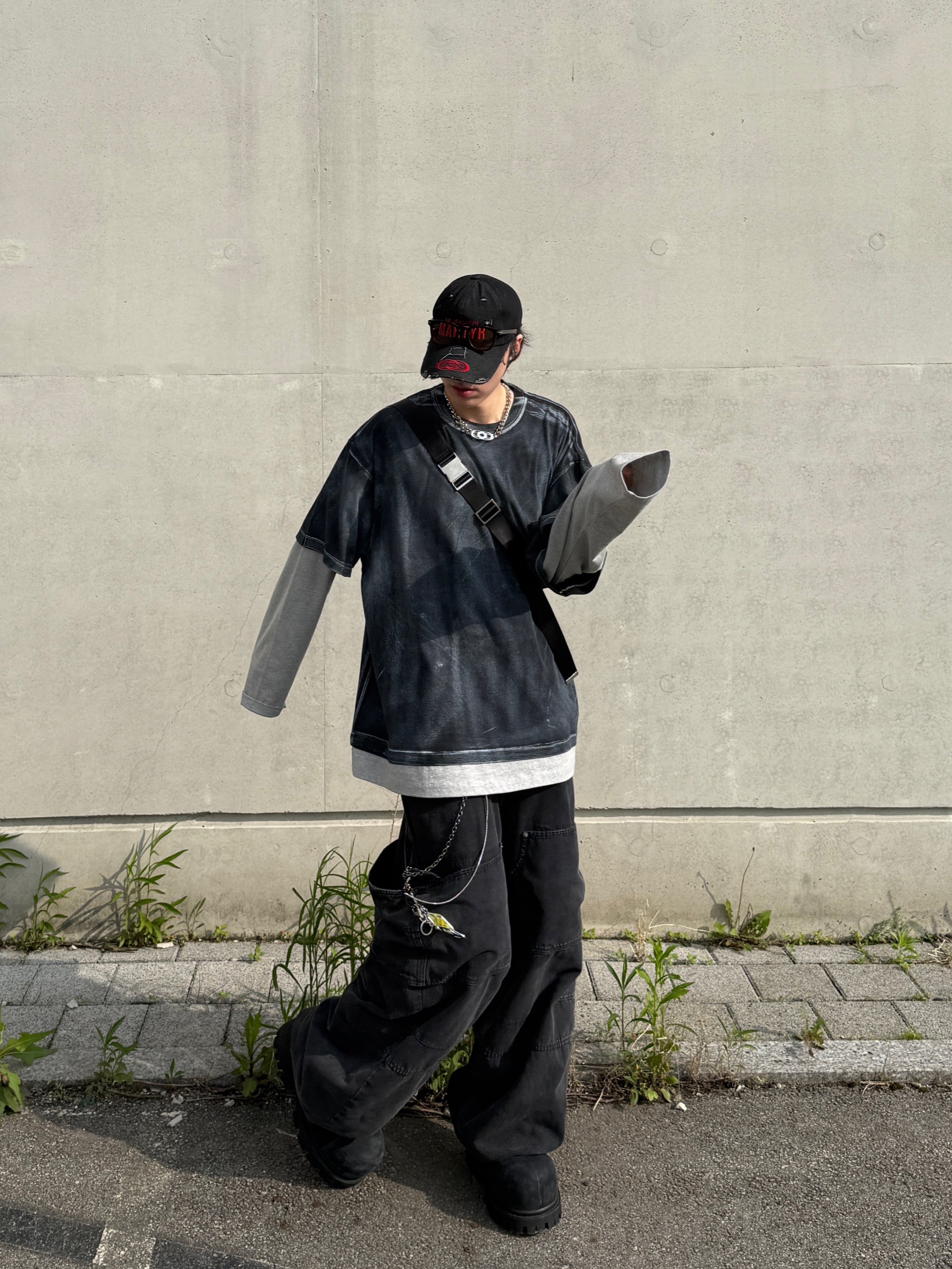 Nonnod Milky washed layered T-Shirt, Civision by CSC Iconic Necklace Silver 착용 스타일 - 9
