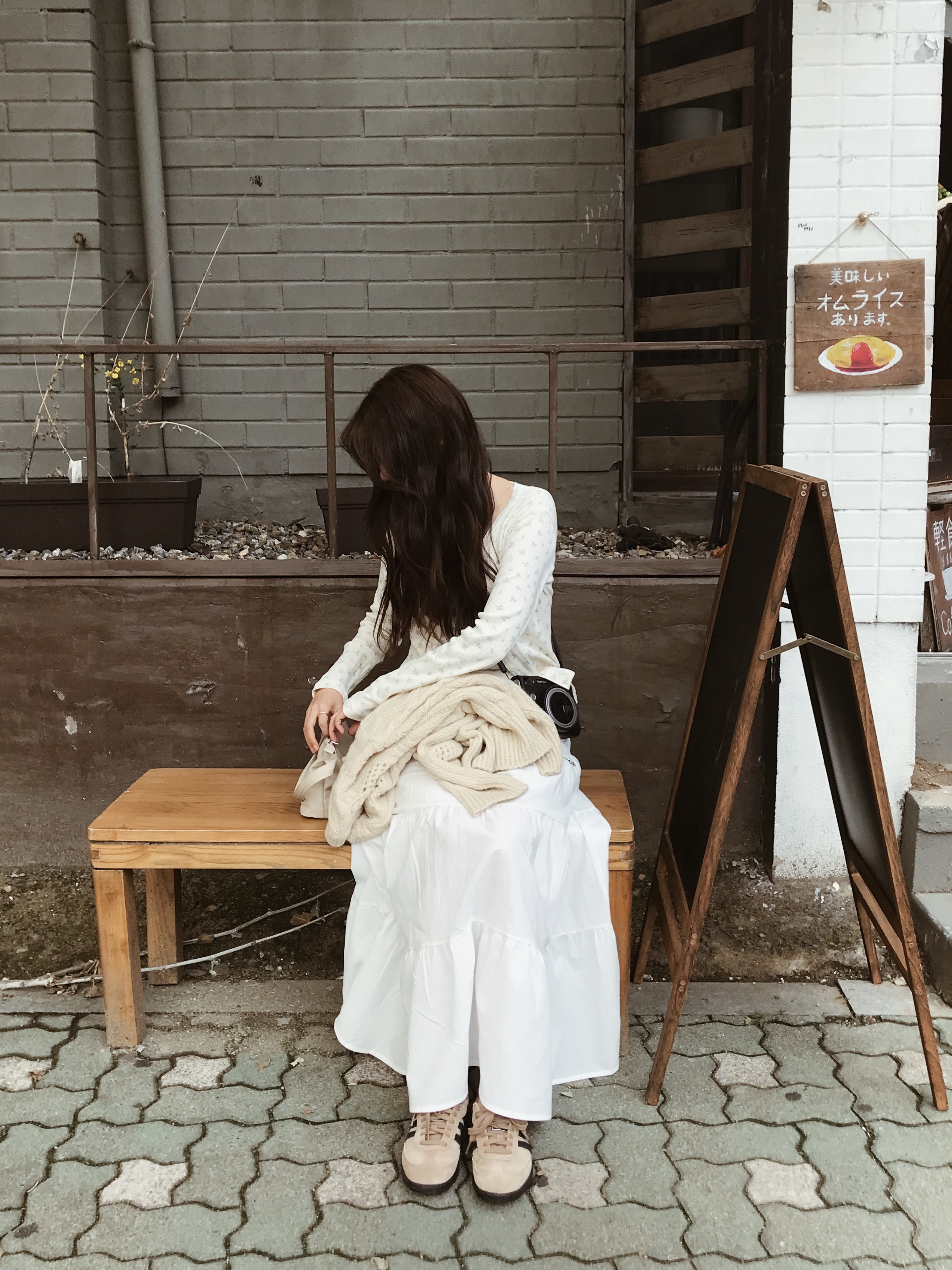 Lazyz Lazy Cancan Shirring Skirt White 착용 스타일 - 1
