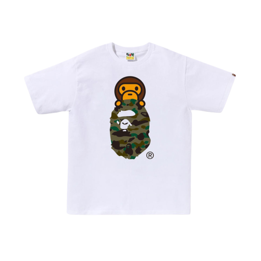 BAPE 1st Camo Milo on Ape Head T-Shirt White Green
