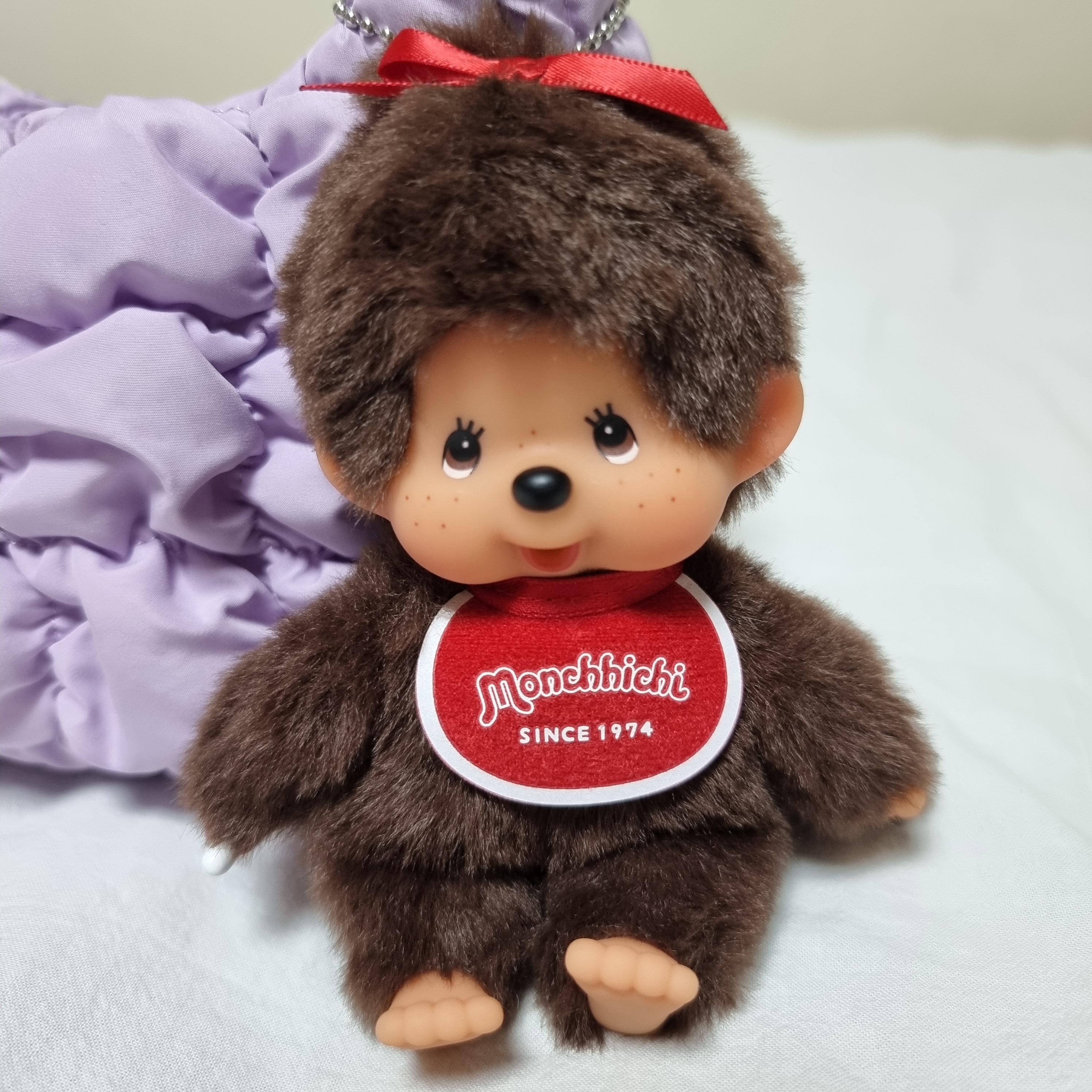 Monchhichi SS Girl Key Chain Brown 착용 스타일 - 2