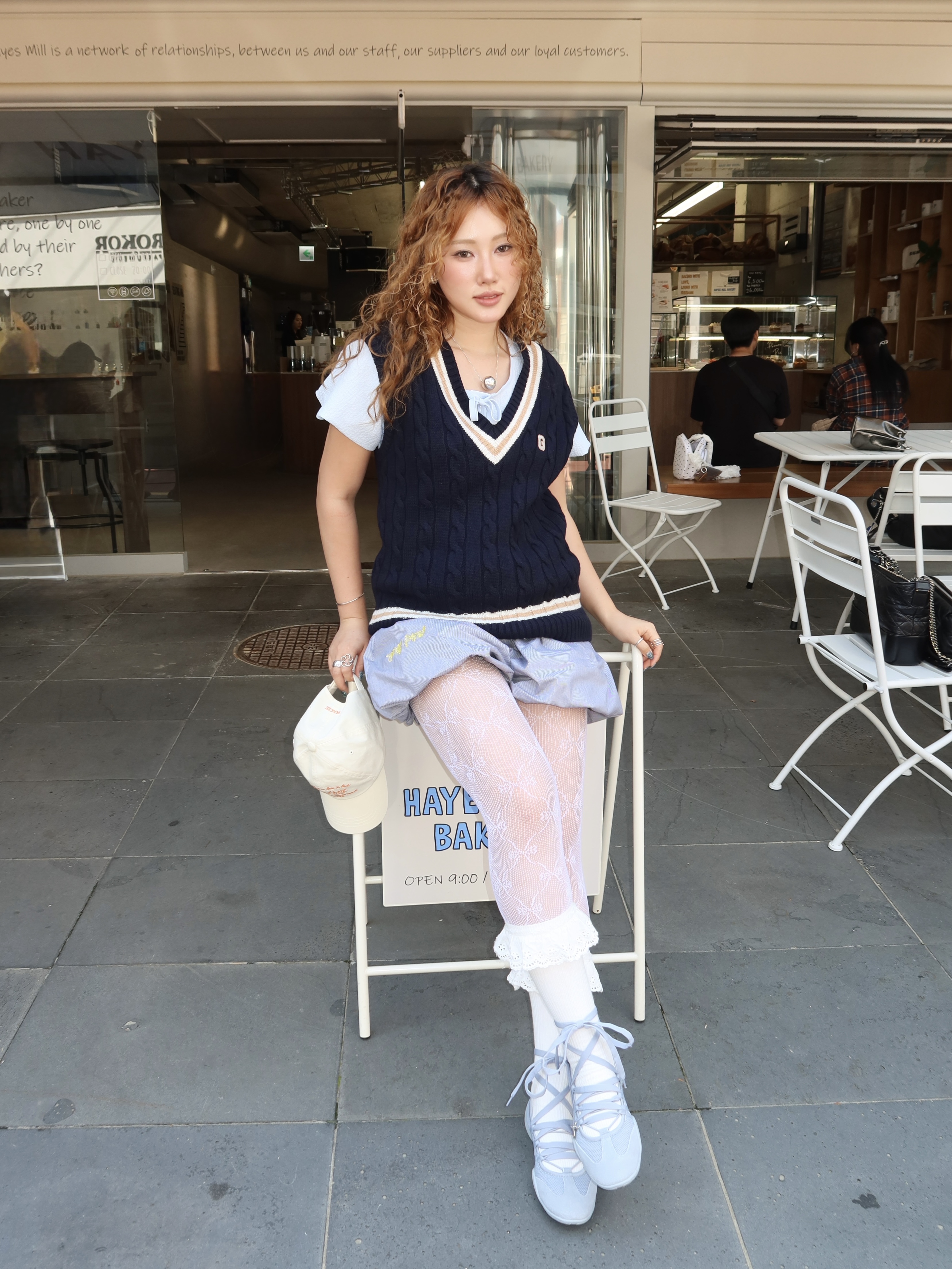 Suecomma Bonnie Fev Mary Jane Sneakers Blue 착용 스타일 - 3