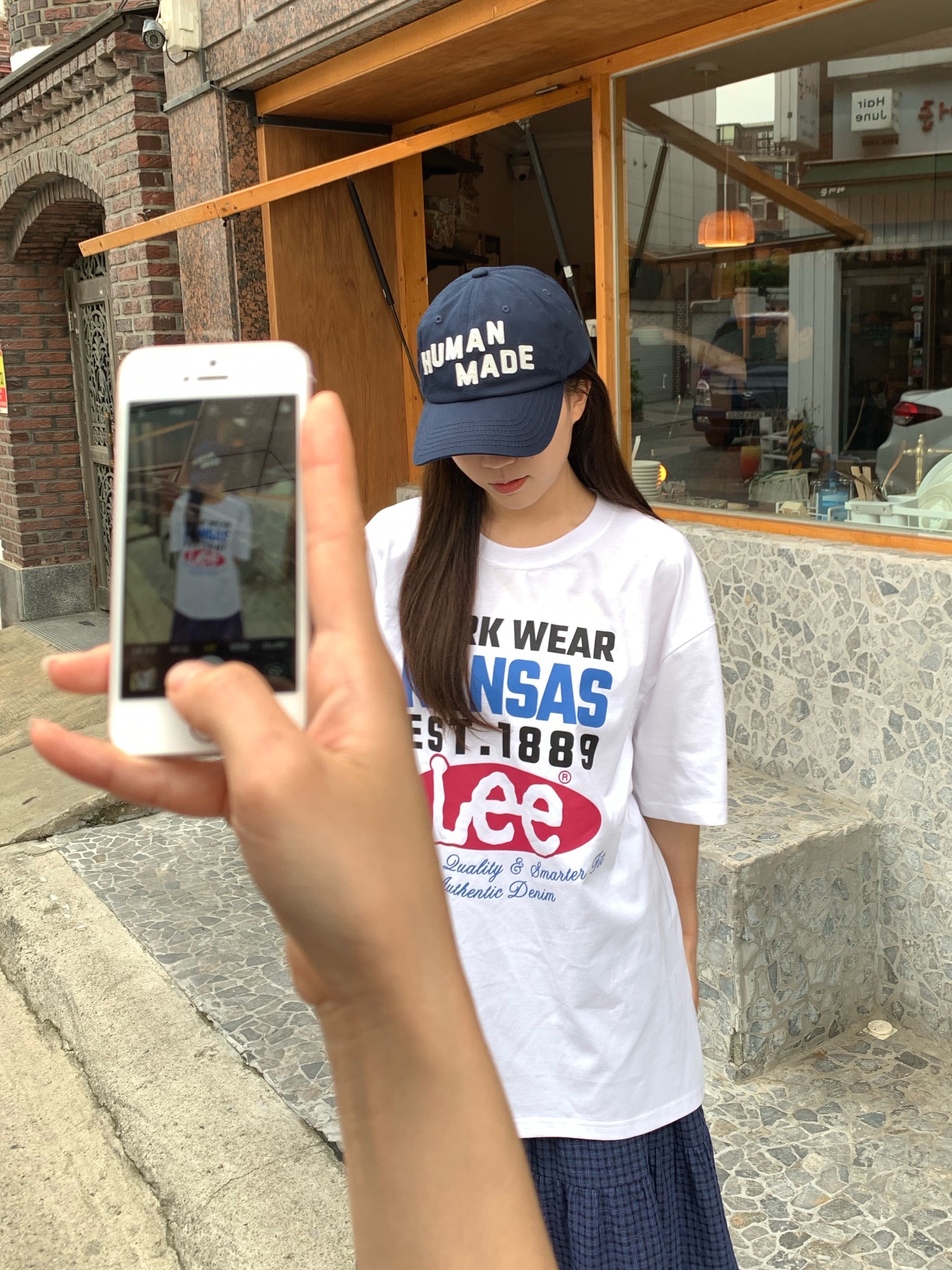 Human Made 6 Panel Twill Cap Navy 착용 스타일
