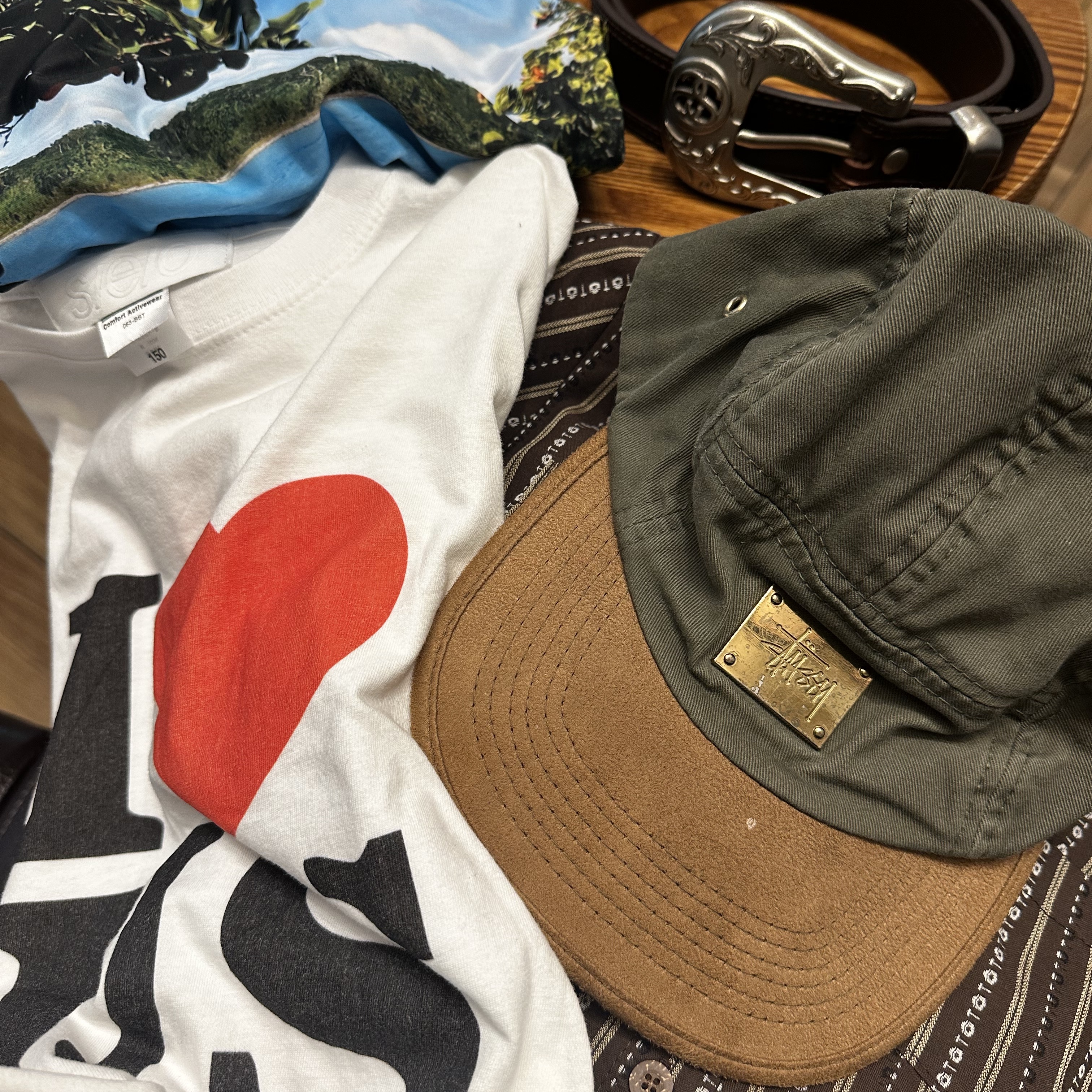 Stussy SS Link Cowboy Belt Desert 착용 스타일