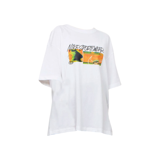 (W) Nike NSW Oversized T-Shirt White Black - Asia