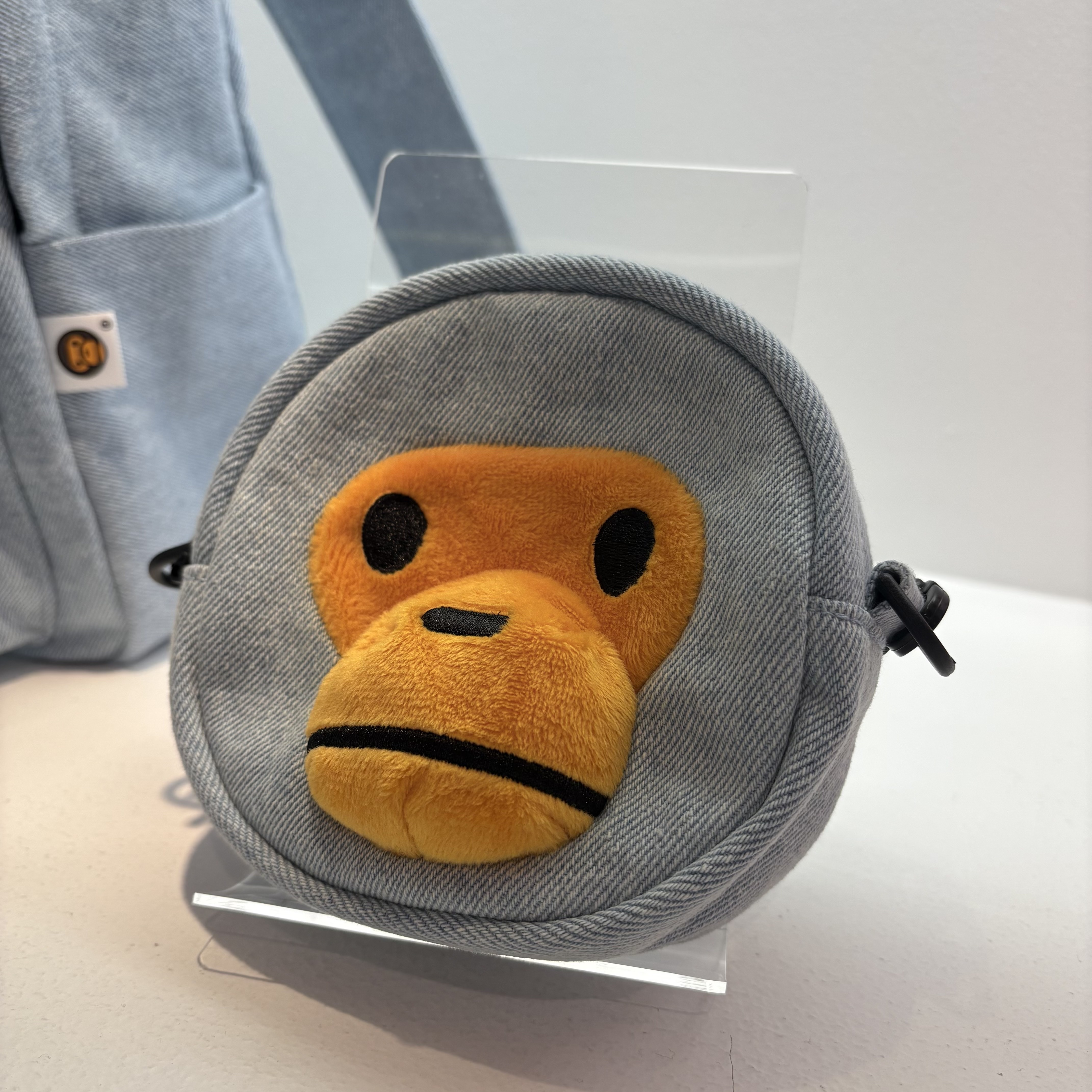 BAPE Baby Milo Denim Small Cross Bag Light Indigo 착용 스타일