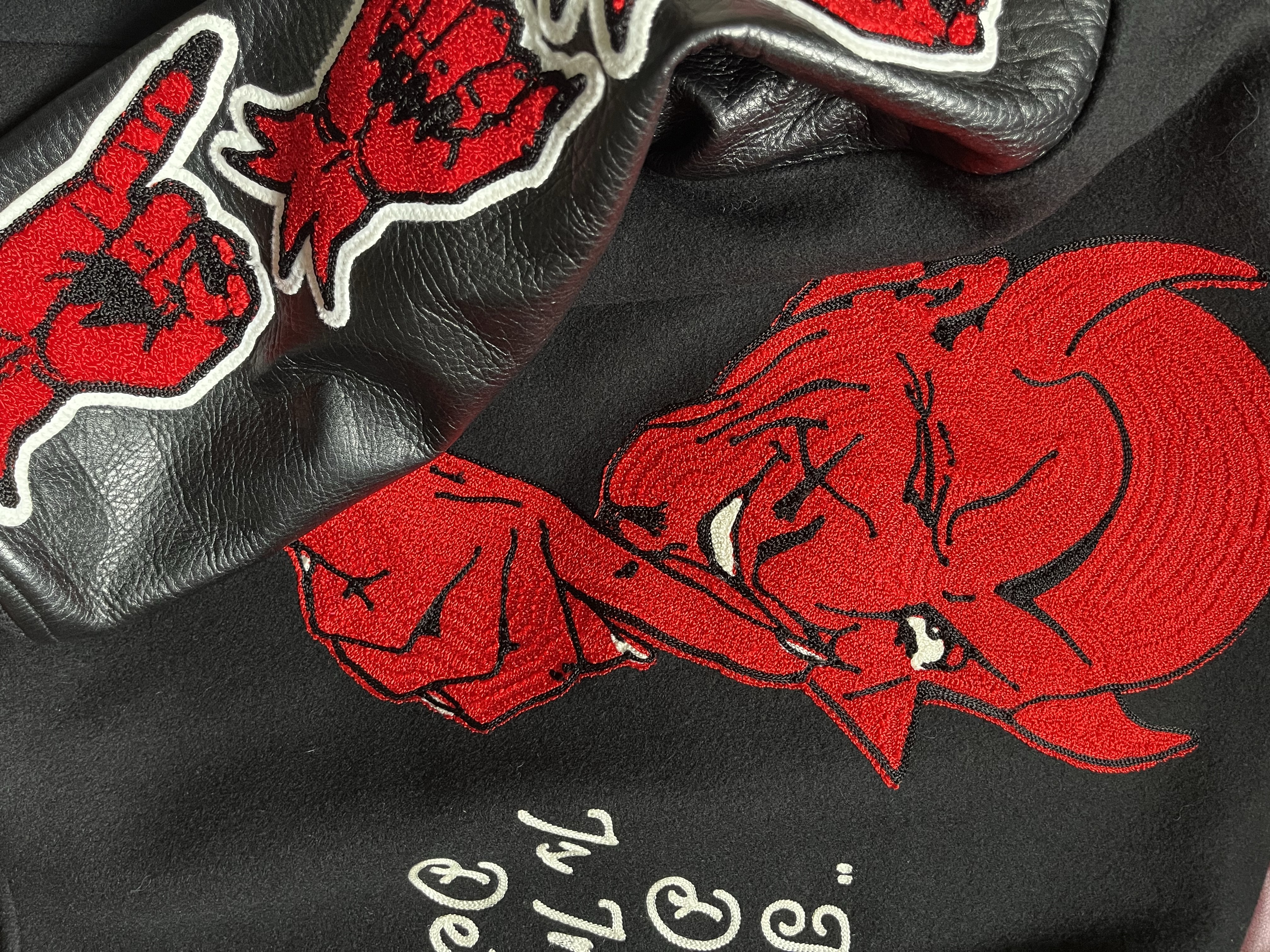 Saint Mxxxxxx Devil M Varsity Jacket Black - 22FW 착용 스타일