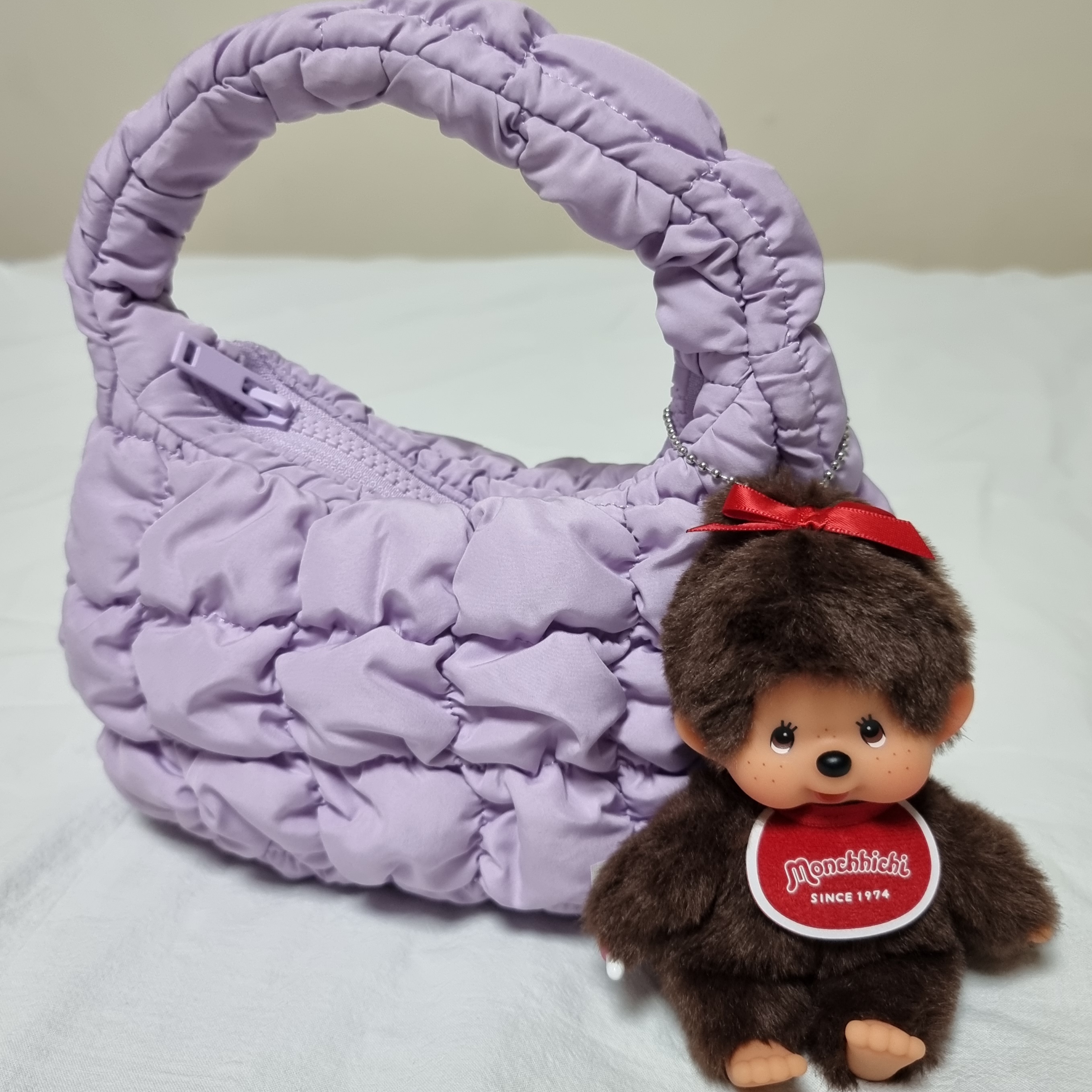Monchhichi SS Girl Key Chain Brown 착용 스타일 - 1
